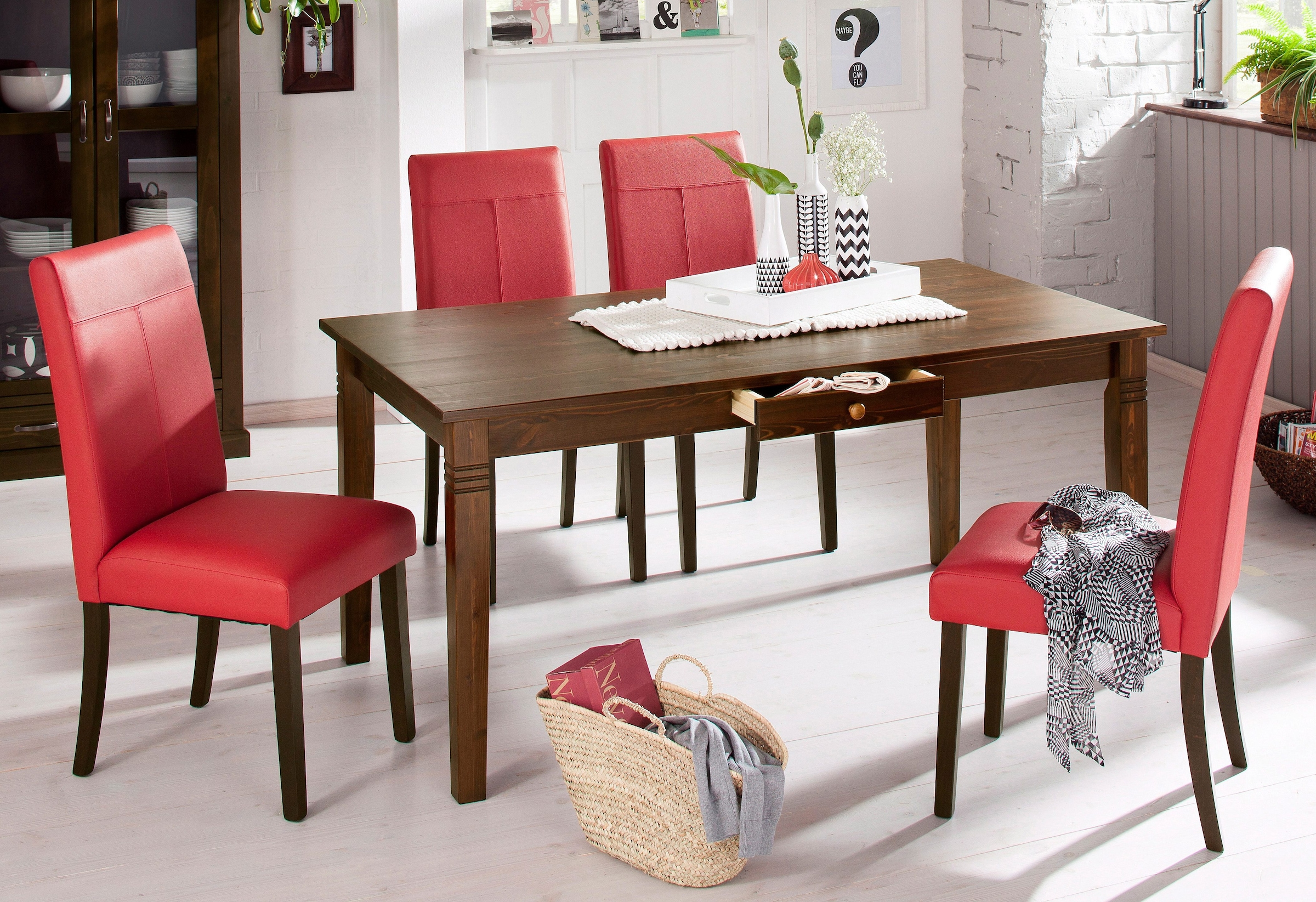Home affaire Esszimmerstuhl »Rubin Polsterstuhl Bestseller«, (Set), 2 St., Kunstleder, Im 2er, 4er oder 6er-Set, mit honigfarbenen oder dunkelbraunen Beinen