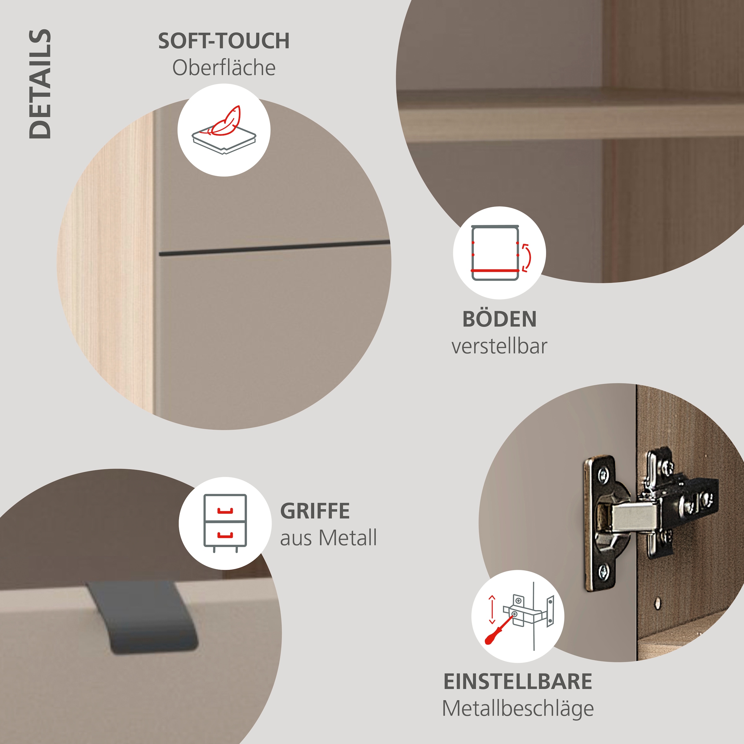Innostyle Armoire à chaussures »PISA Schuhschrank« 1 cuis tlg. Fermeture douce, bord AB, 1 tiroir, 4 compartiments