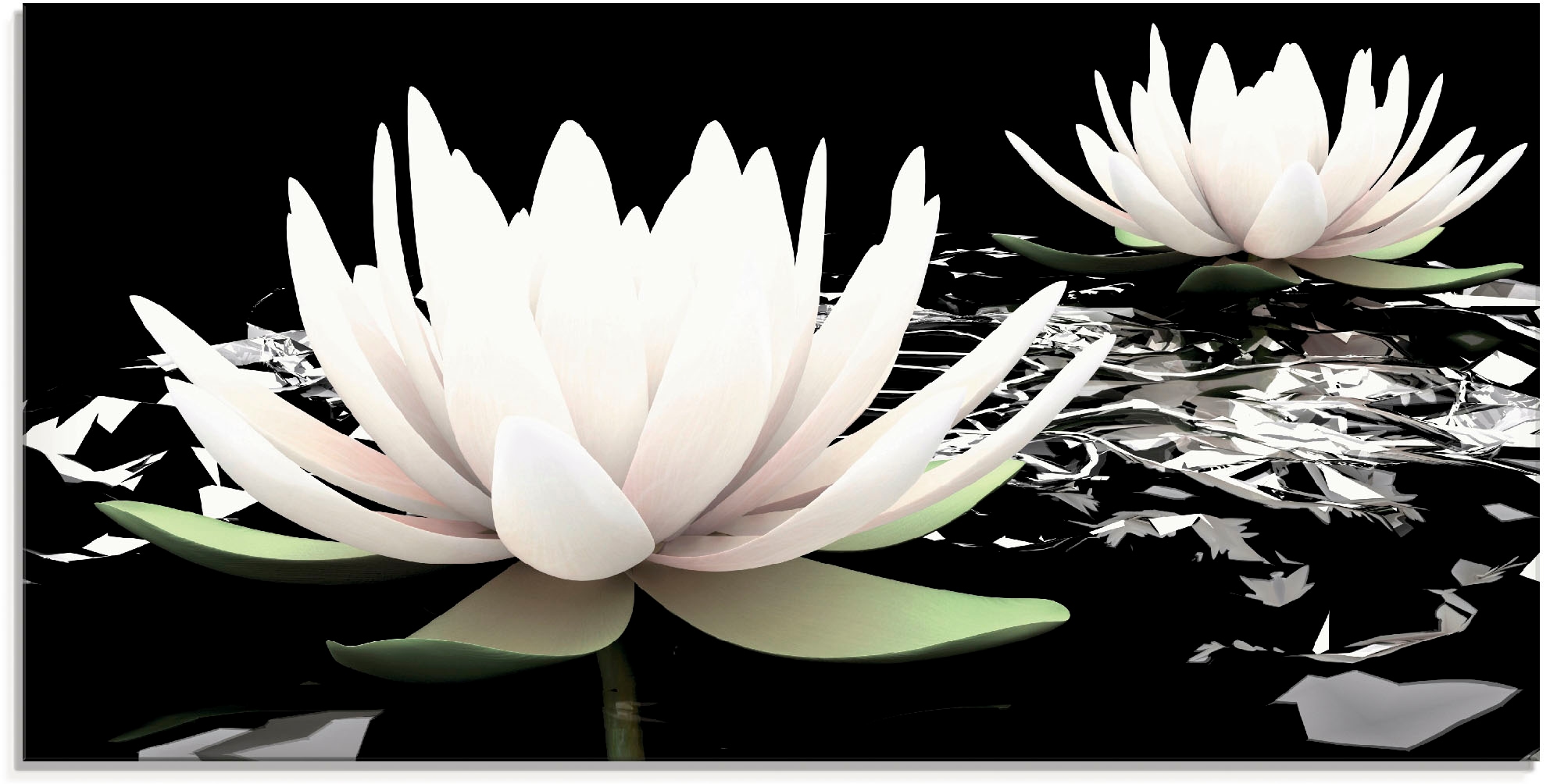 Image of Artland Glasbild "Zwei Lotusblumen auf dem Wasser" Blumen 1 Stk. tlg. in verschiedenen Grössen