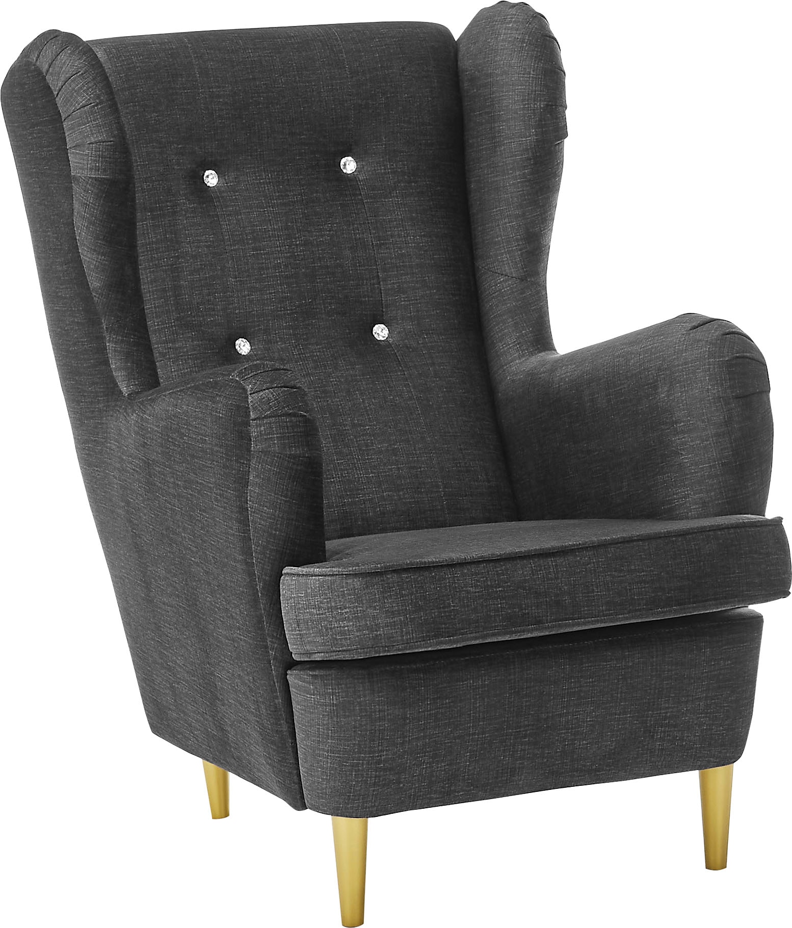 ED EXCITING DESIGN Ohrensessel »Tom«, mit Strasssteinen & goldfarbenenen Füssen