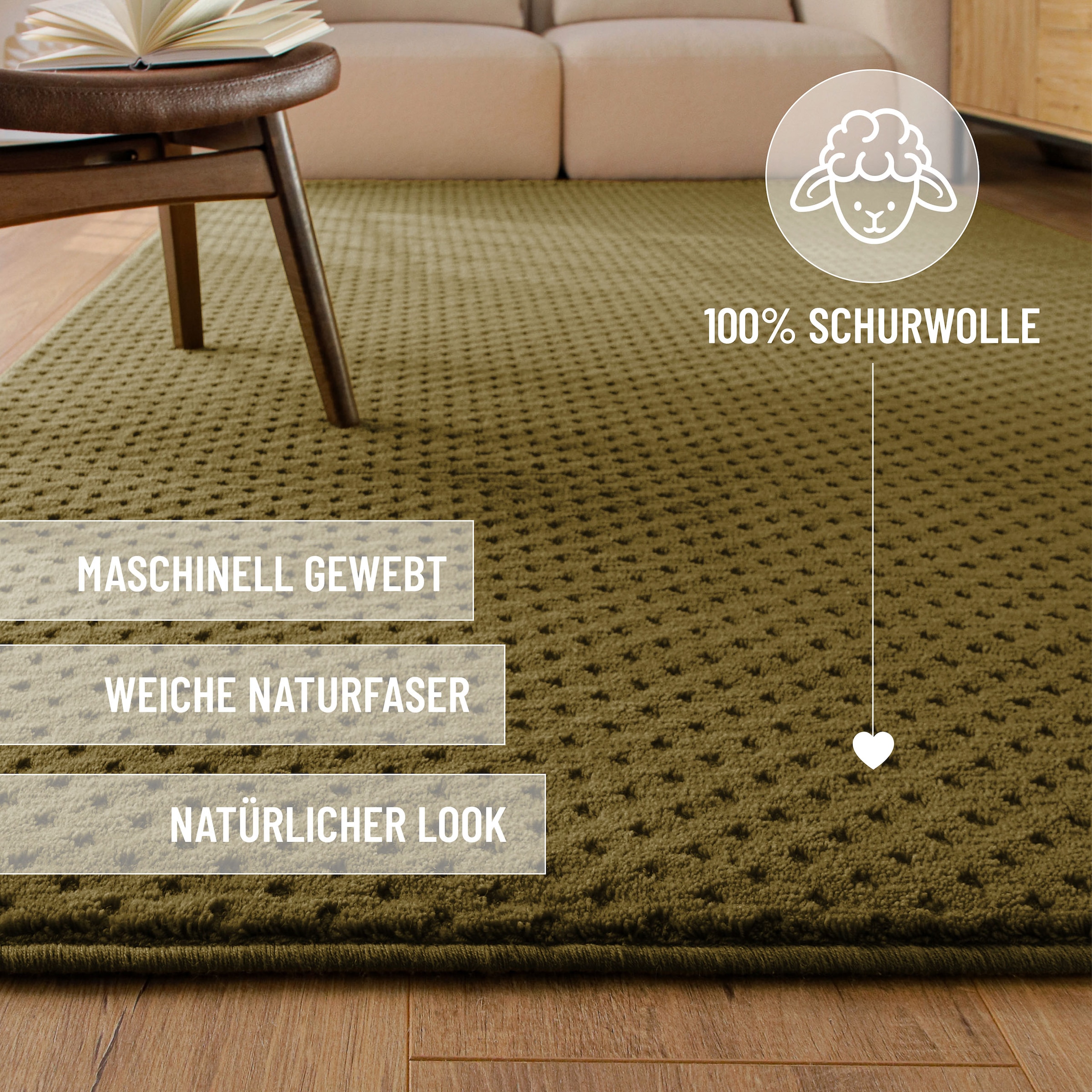 Wecon home Tapis »Castello THREE« Rectangulaire 7 mm Höhe Laine vierge, poil ras avec effet relief, salon, motif à points