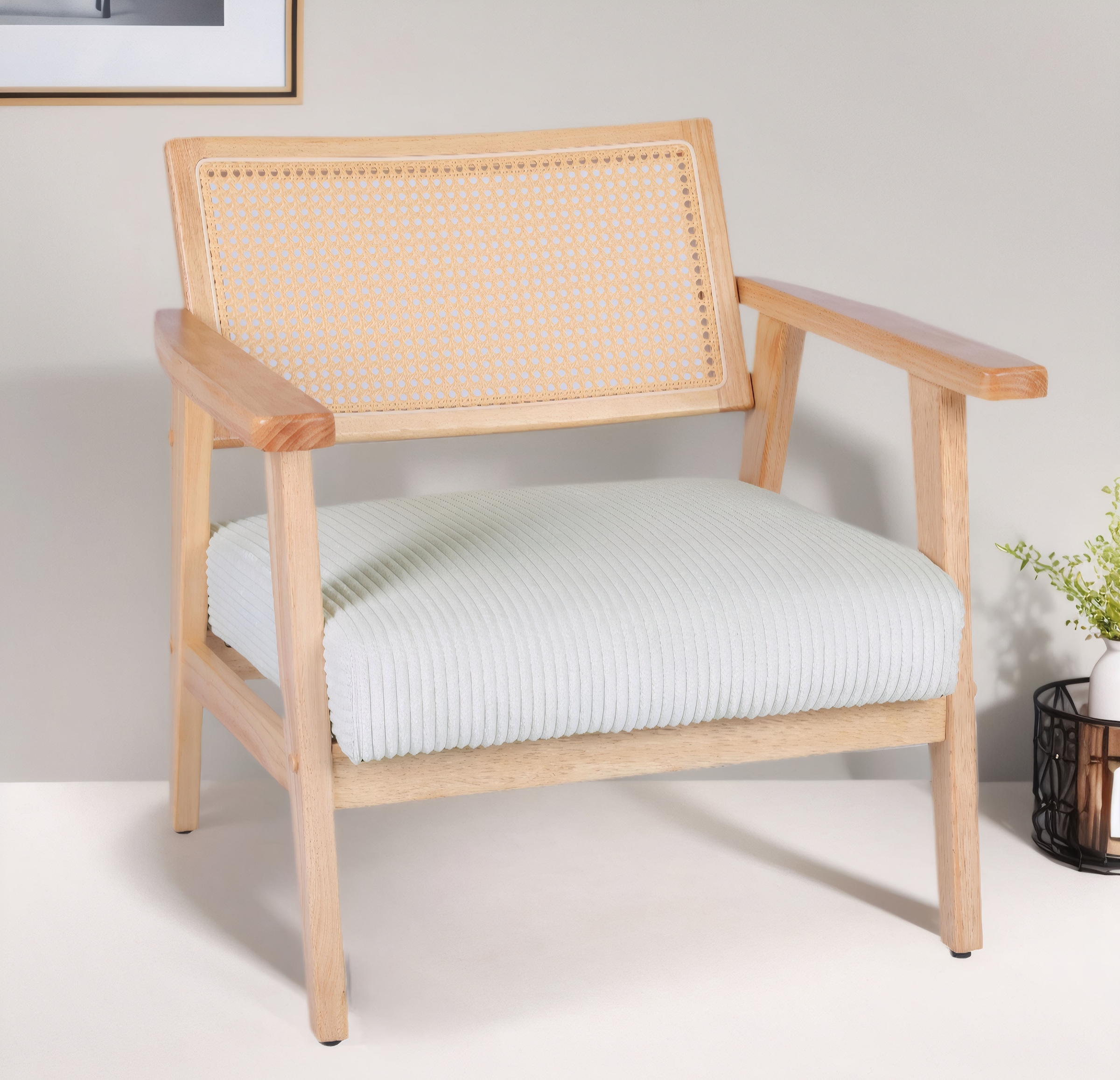 Home affaire Loungesessel »VILLAINE«, Einzelsessel, Rattan-Sessel mit Wiener Geflecht, Cord, Webstoff
