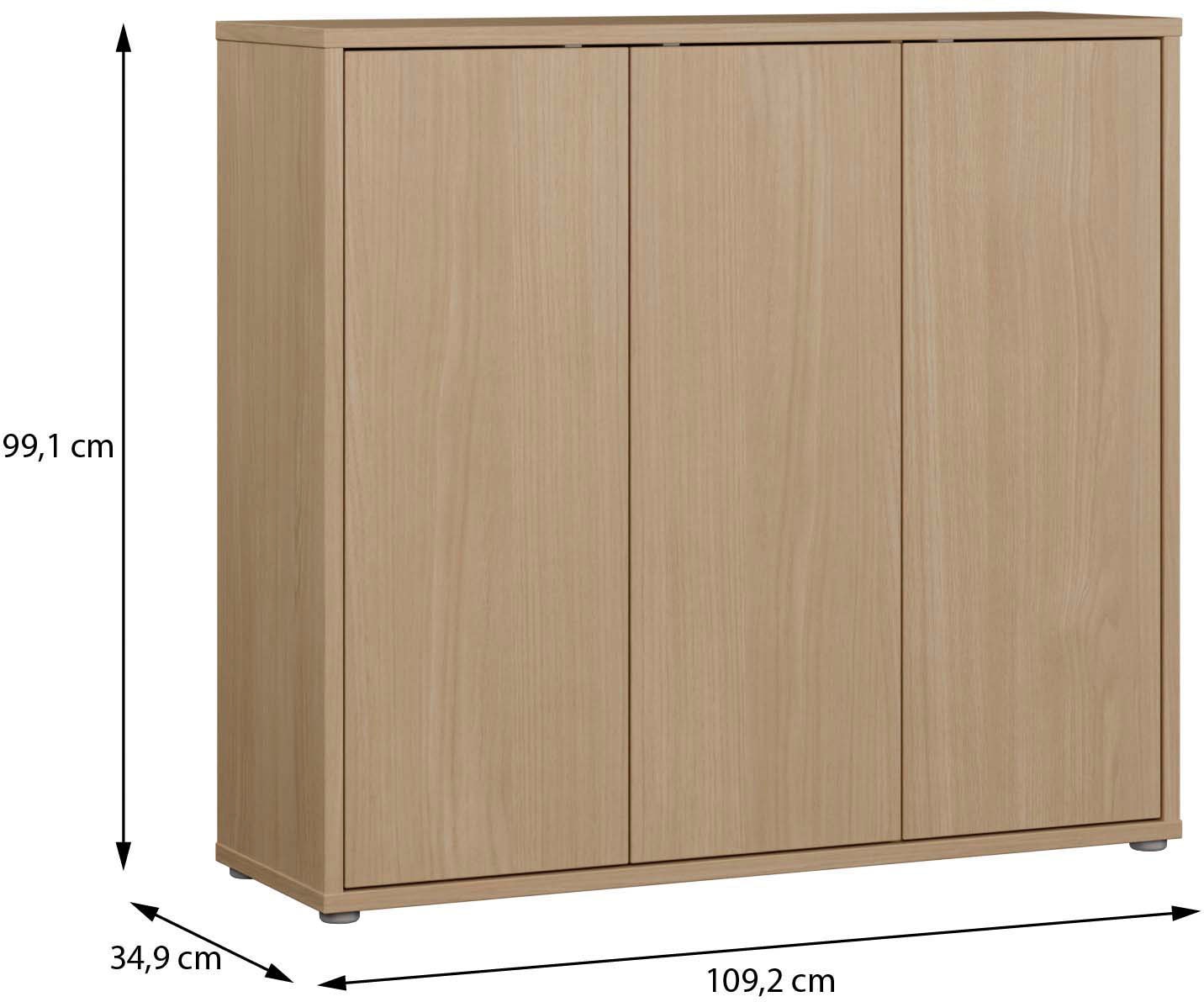 FORTE Armoire à chaussures »Alice Springs, Schuhschrank, Platz für 20 Paar Schuhe, 3 Türen« L/H/P 109,2/99,1/34,9 cm,  Armoire de rangement, armoire polyvalente, façade sans poignée, push to open
