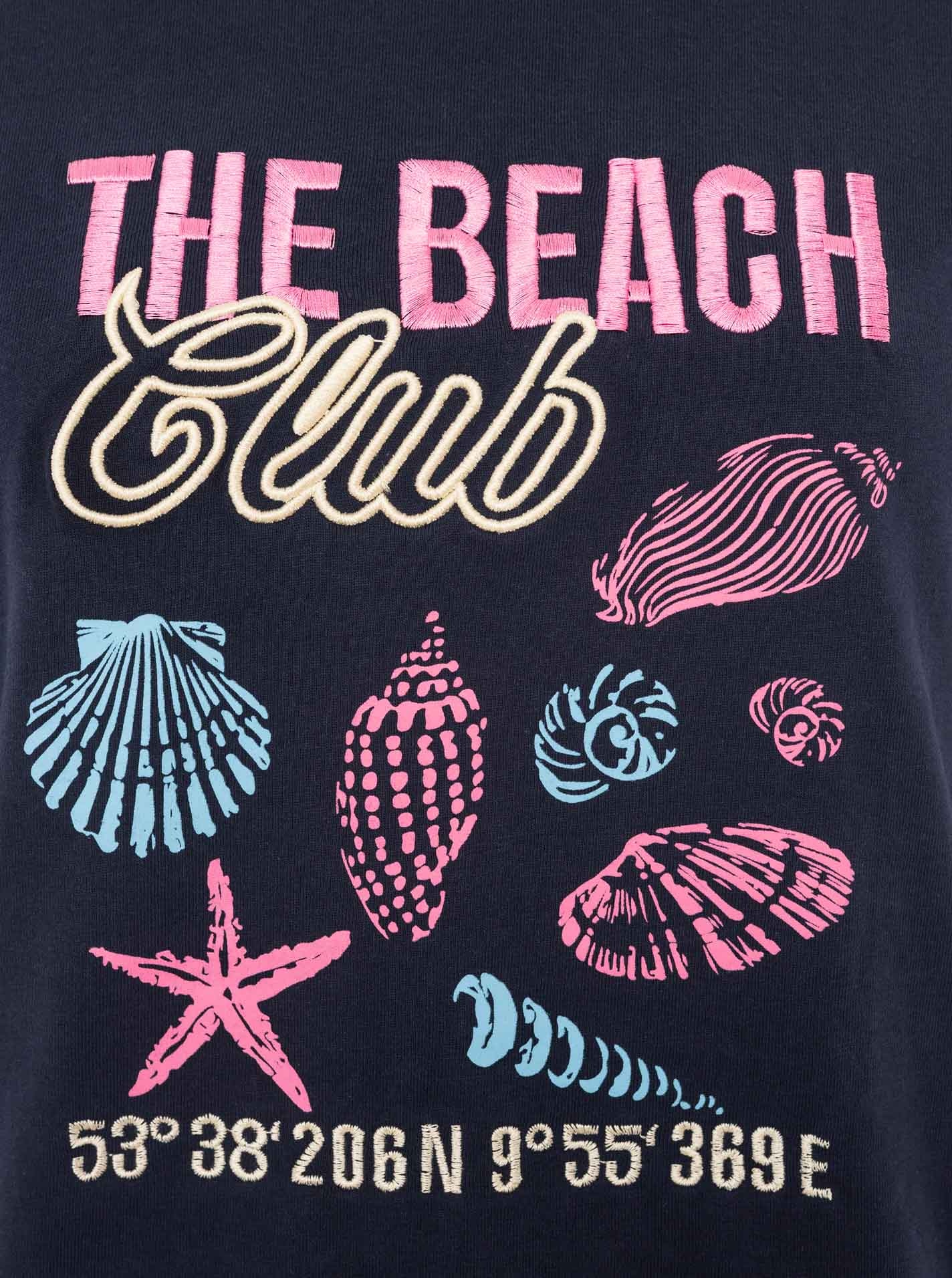 Zwillingsherz T-Shirt »"Beach"« Rundhals, grosses maritimes Motiv mit Stickerei