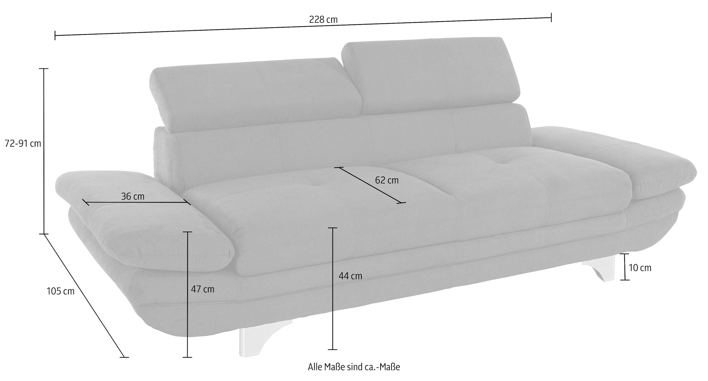 COTTA Polstergarnitur »Enterprise«, (Set), Set: bestehend aus 2,5-Sitzer und Hocker, Kopf- und Armteilverstellung