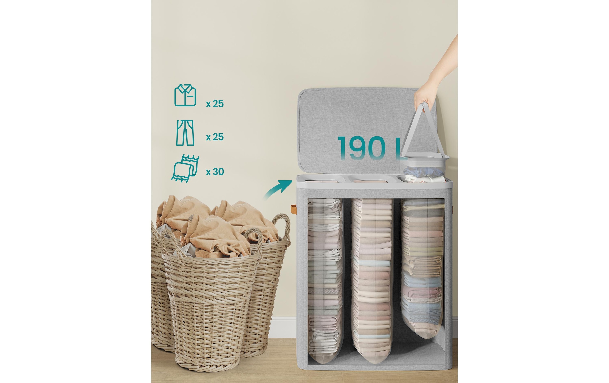 SONGMICS Wäschekorb »Laundry Basket 190 l«