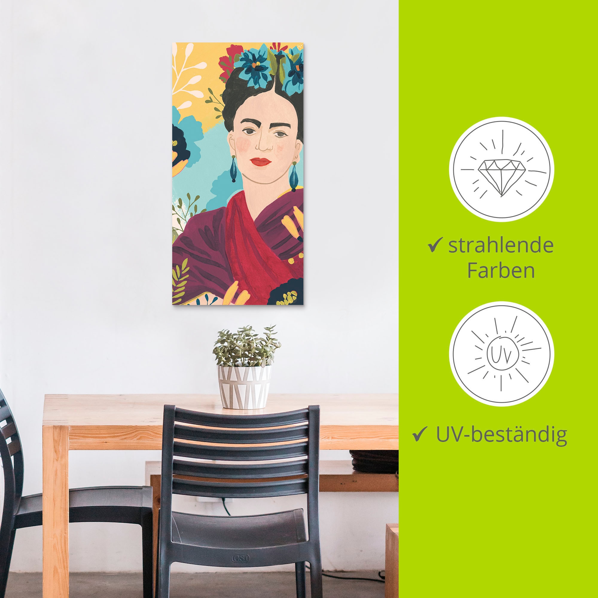 Artland Alu-Dibond-Druck »Fridas Garten Collektion B« Bilder von Frauen 1 Stk. tlg. für Innen- und Aussenbereich geeignet, Outdoorbild