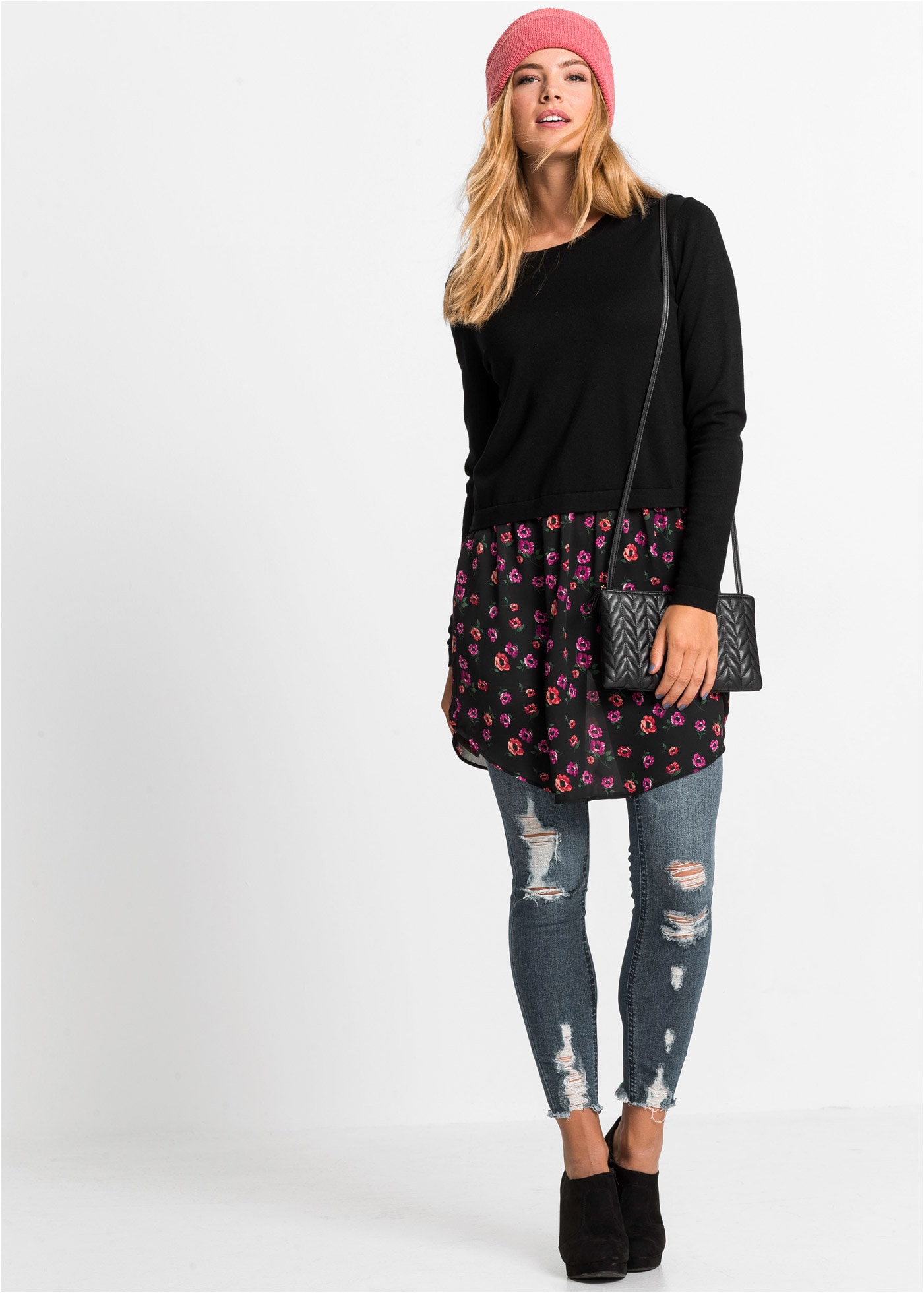 bonprix Strickpullover »Feinstrickpullover mit Rockansatz«, Feinstrickpullover mit Rockansatz
