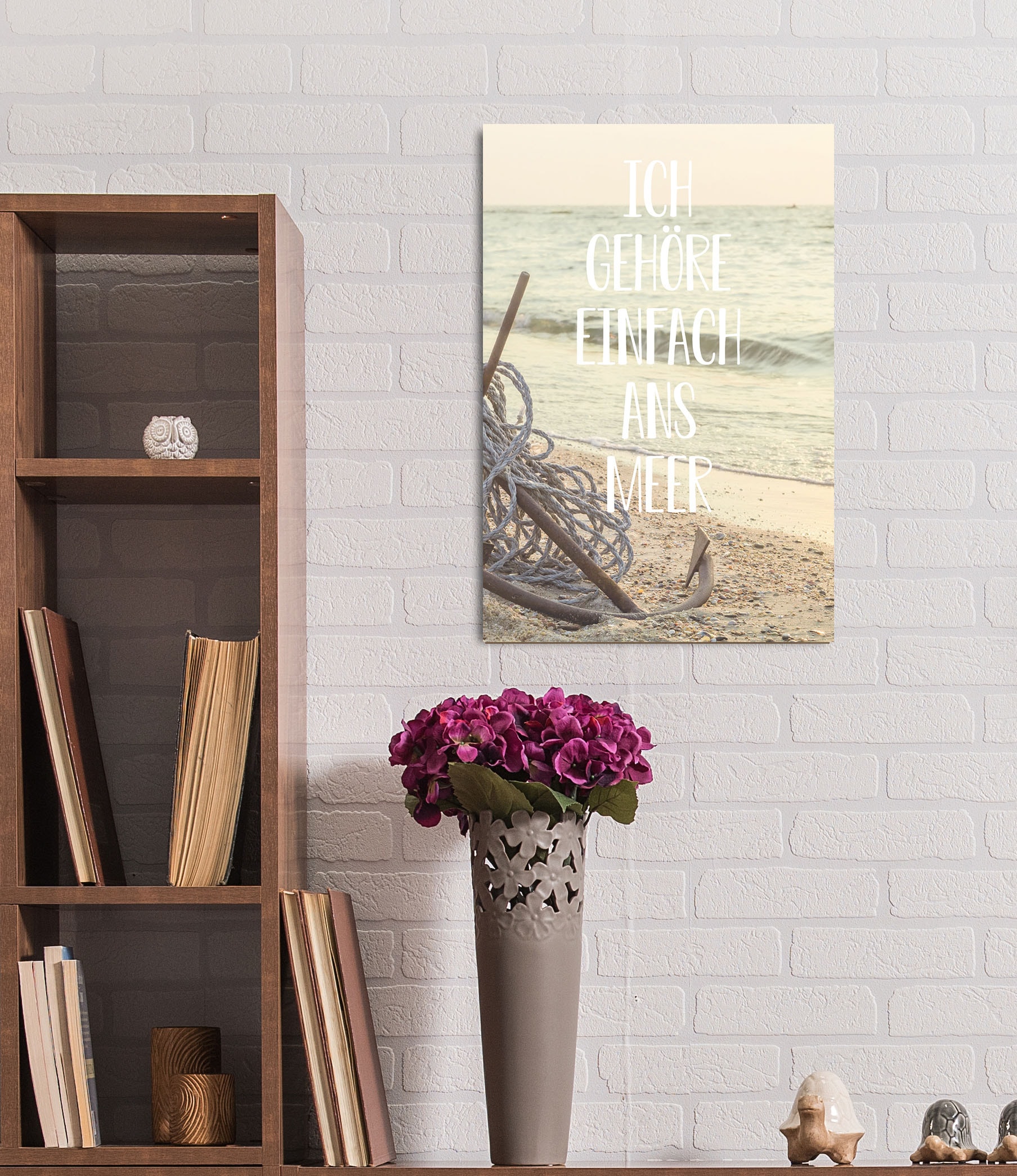 queence Metallbild »Meerliebe II«, Sprüche-Schriftzug-Sprüche-Sprüche & Texte-Meer-Strand-Anker, (1 St.), Stahlschild, Blechschild, Sprüche, Texte, Fernweh, Sylt