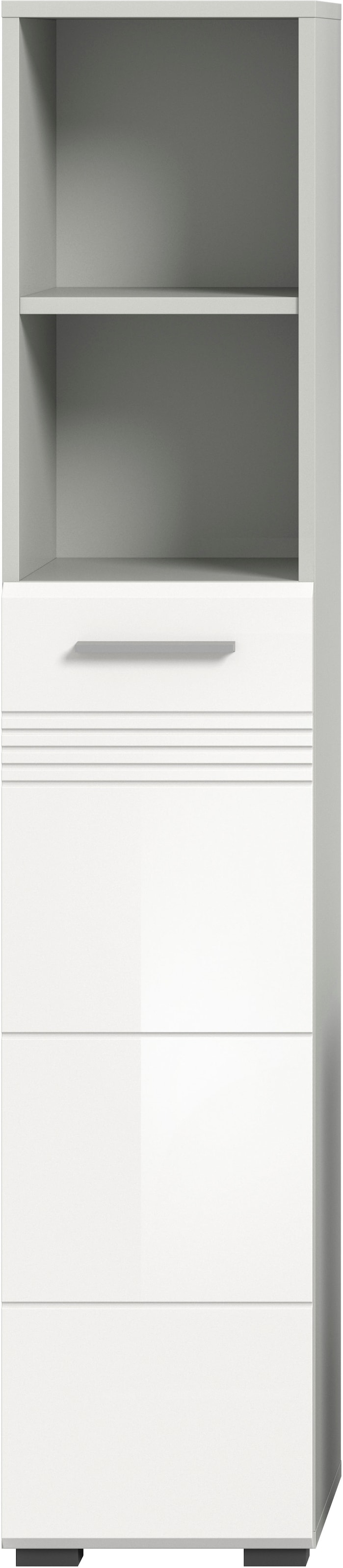 welltime Armoire haute »Calcio, Höhe 150 cm , 1 Tür, 2 offene Fächer, 3 Einlegeböden« Türanschlag wechselbar, MDF Front, Badschrank, Bad-Möbel, Badezimmer