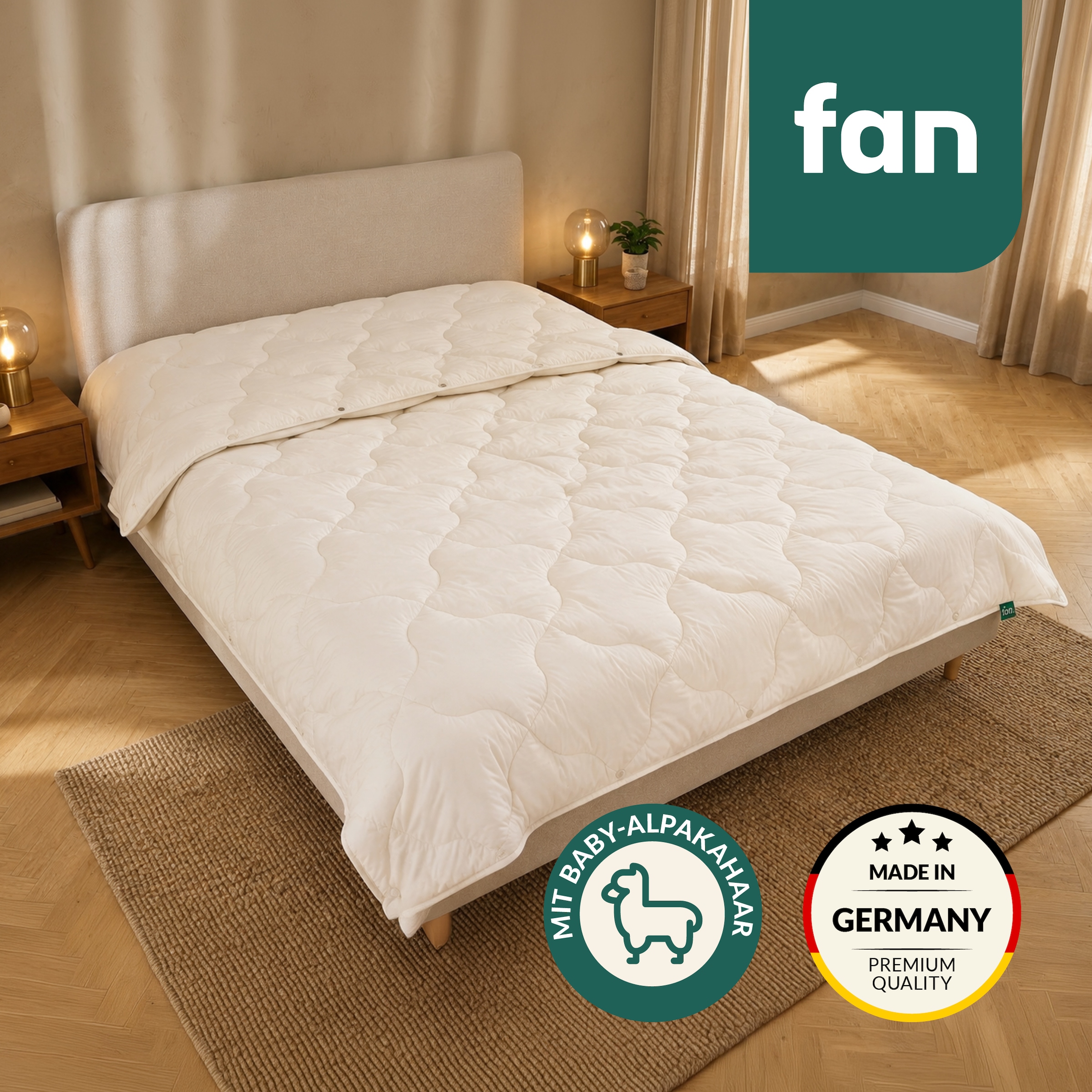 Image of fan Naturhaarbettdecke "Baby Alpaka 97% Alpaka, Bettdecke in 135x200 cm & weitere Grössen" 4-Jahreszeiten Füllung 97% Alpaka & 3% sonstige Faser 1 Stk. tlg. Bettdecke aus Naturhaar hergestellt in Deutschland