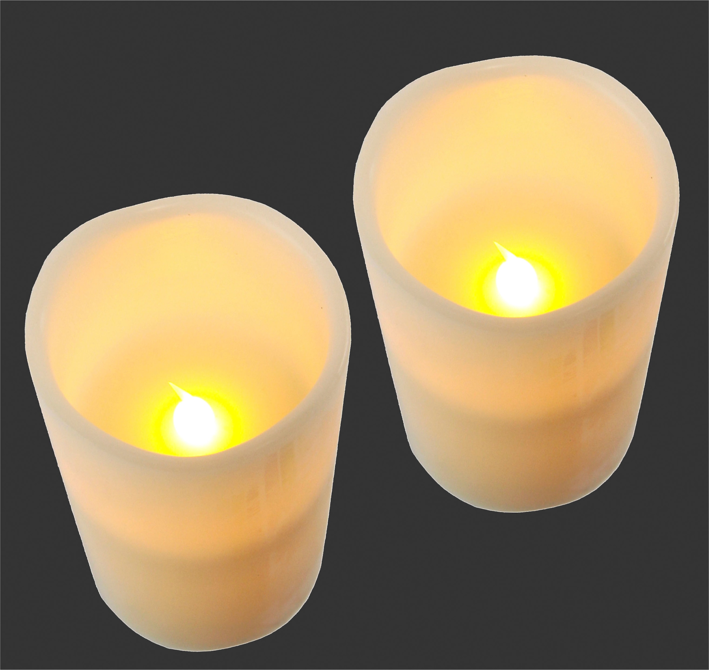 I.GE.A. LED-Kerze »LED-Kerzen Flackernd Warmweiss 2er Set Stumpenkerze Deko Valentinstag«, Romantische Dekoration Creme Echtwachs romantisch