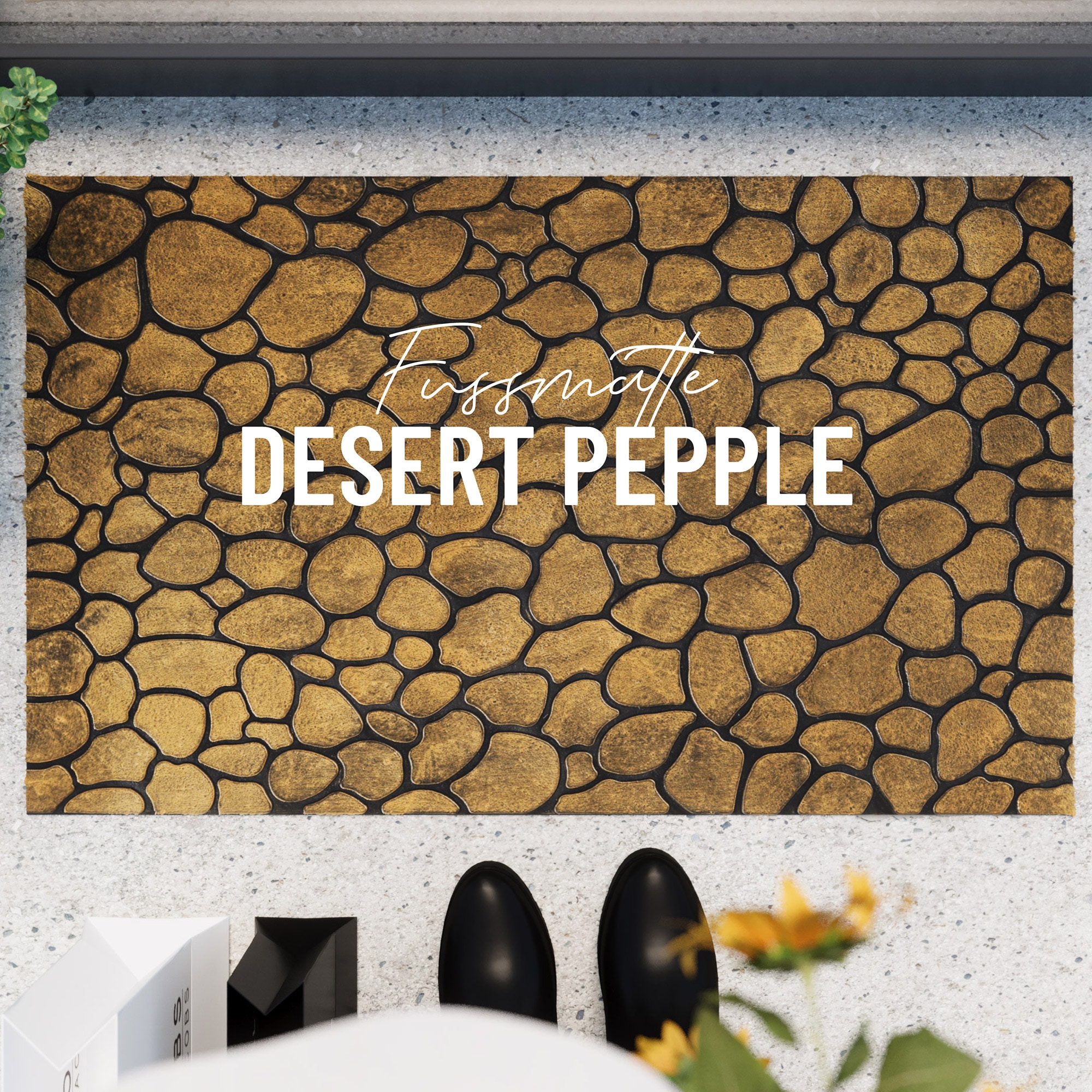 Wecon home Fussmatte »Desert Pebble«, rechteckig, 4 mm Höhe, Gummi, pflegeleicht, abwaschbar, rutschfest, Stein-Muster