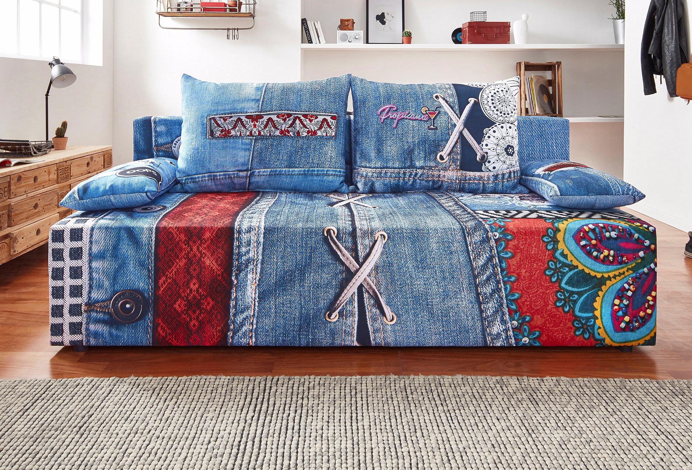 exxpo - sofa fashion Schlafsofa »Extravagantes Sofa für Individualisten mit Bettfunktion und Bettkasten«, in aussergewöhnlichen Bezugsvarianten, Solitärmöbel