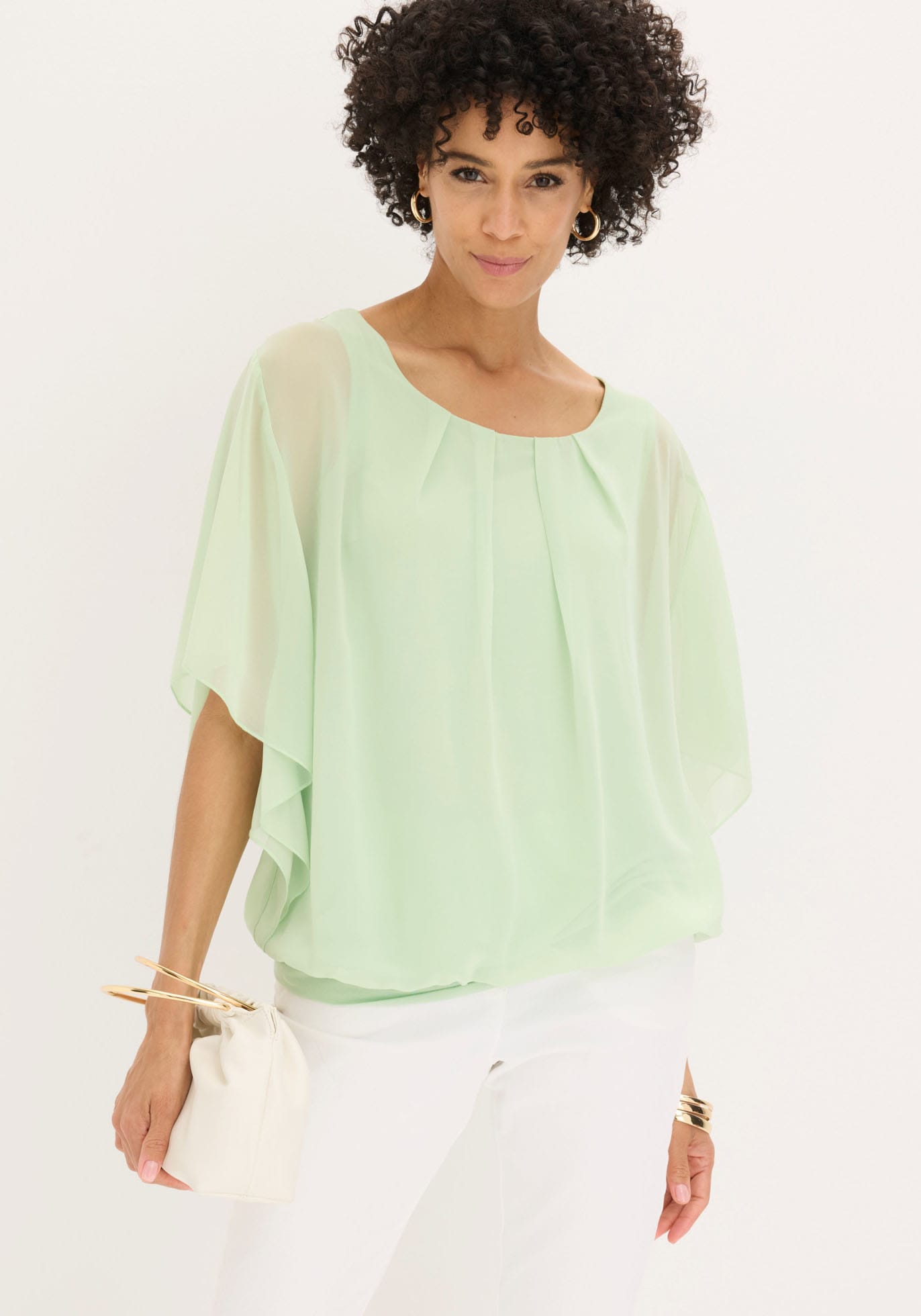 Image of bonprix Chiffonbluse "Chiffonbluse mit Untertop" Oversize-Passform, für festliche Anlässe, mit elastischem Bund