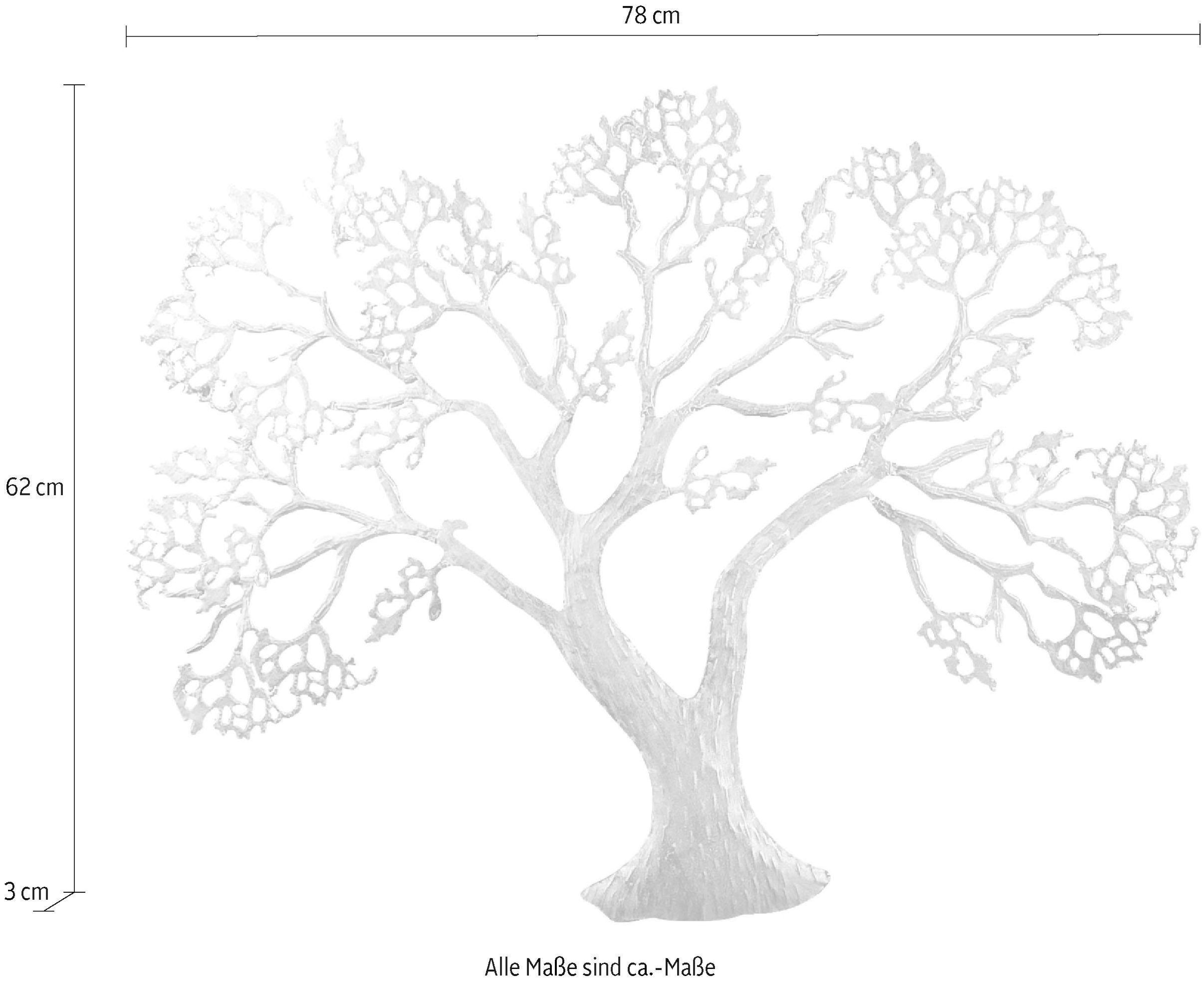 GILDE Wanddekoobjekt »Wandrelief Baum, silber«, Wanddeko, aus Metall,  dekorativ im Esszimmer & Wohnzimmer kaufen | Wandobjekte