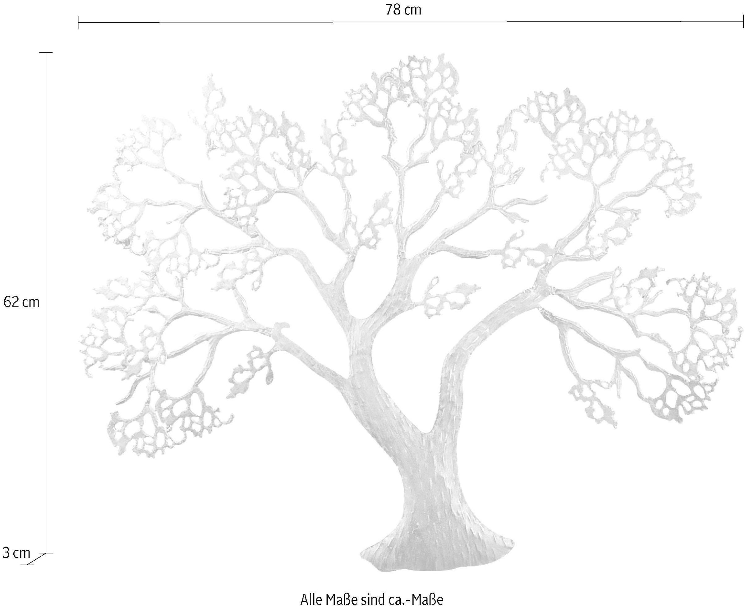 GILDE Wanddekoobjekt »Wandrelief Baum, silberfarben«, (1 St.), Wanddeko, aus Metall, dekorativ im Esszimmer & Wohnzimmer