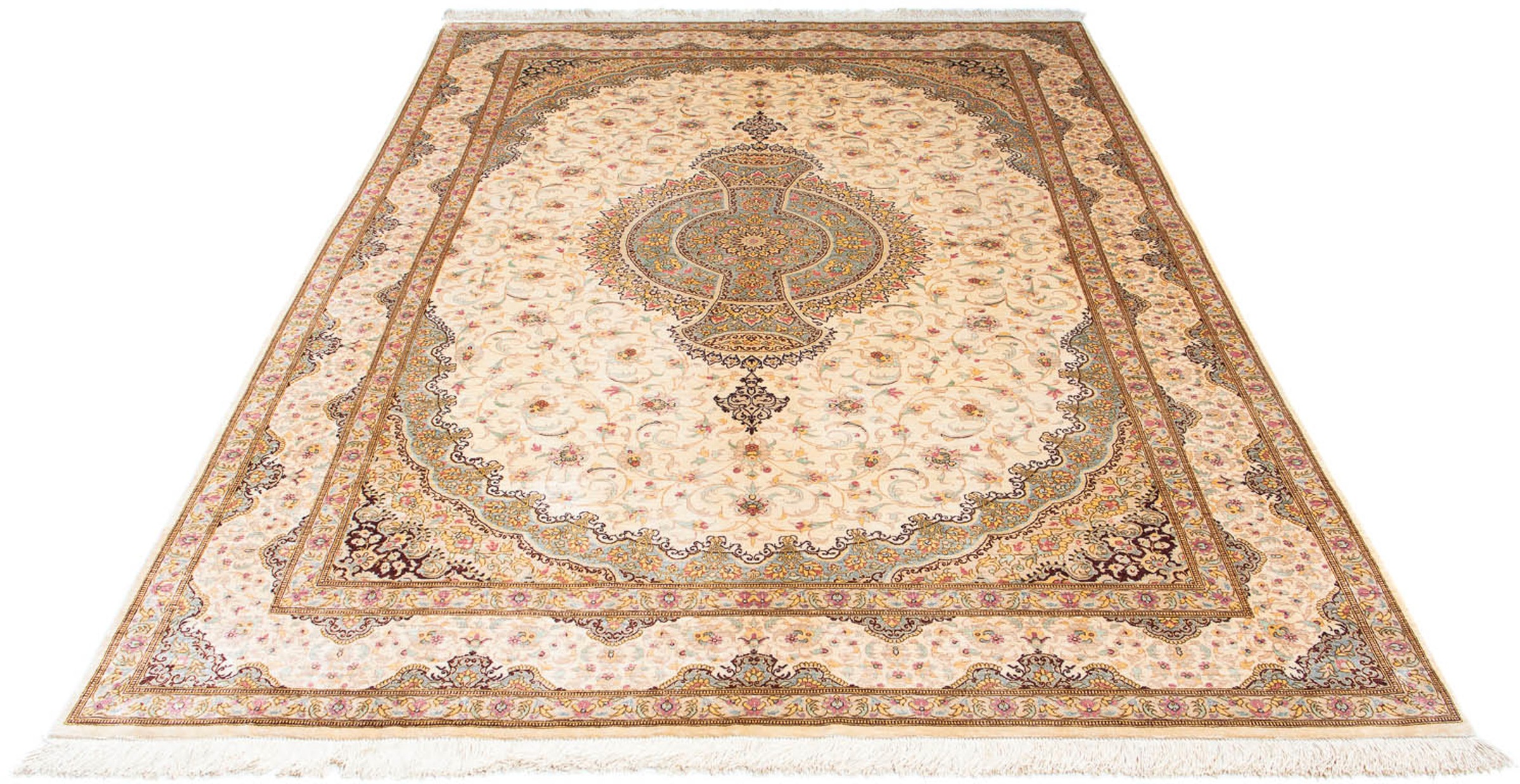 Image of morgenland Orientteppich »Perser - Ghom - 235 x 157 cm - beige«, rechteckig, 10 mm Höhe, Wohnzimmer, Handgeknüpft, Einzelstück mit Zertifikat bei Ackermann Versand Schweiz