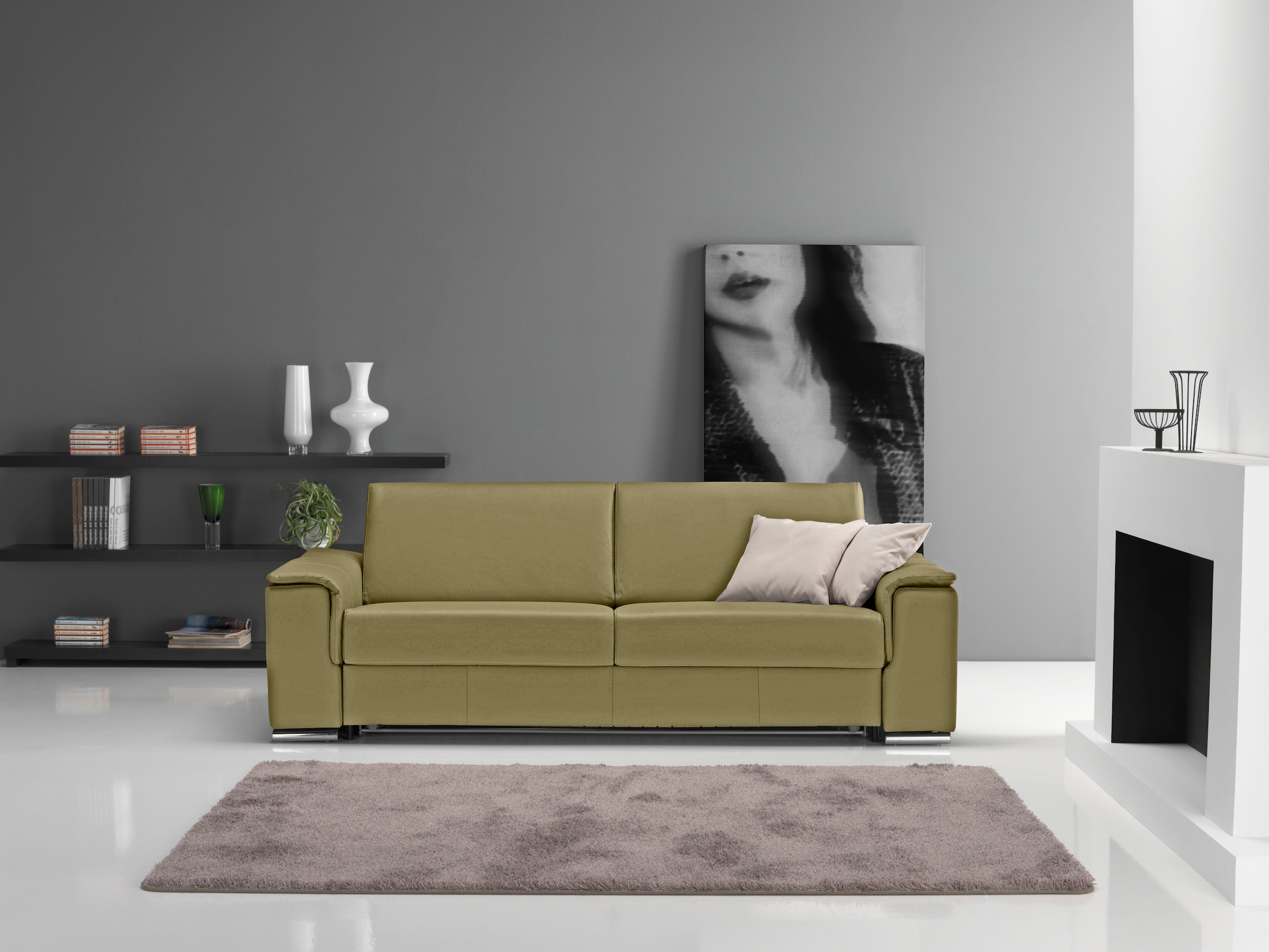 Egoitaliano Schlafsofa »Cecilia, modern und elegant mit erstklassigem Sitzkomfort«, inkl. Matratze und hochwertigem Metallbettrahmen, toller Schlafkomfort