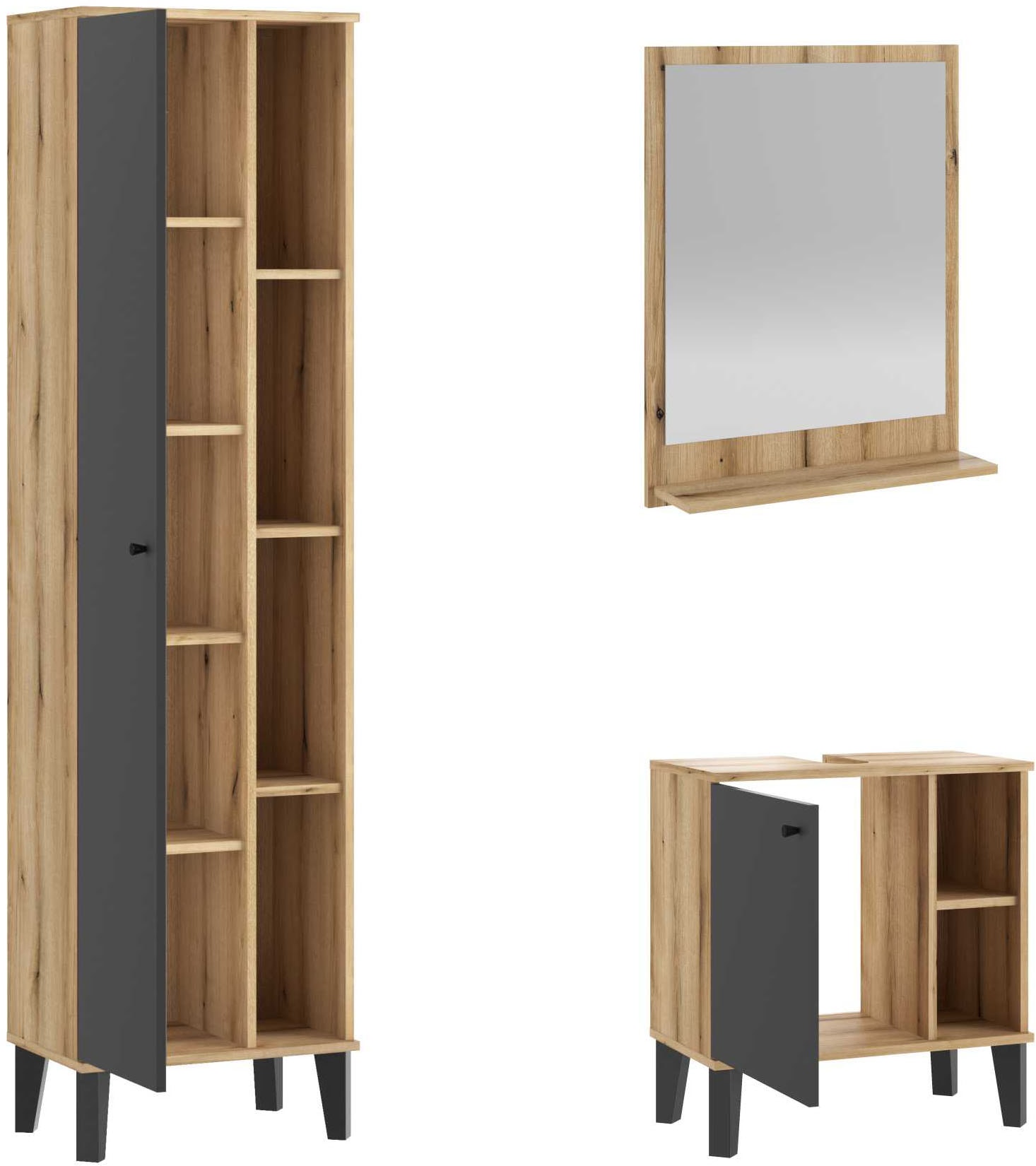 INOSIGN Badmöbel-Set »OSLO, Bad im skandinavischen Design« Set, 3 Stk. tlg.