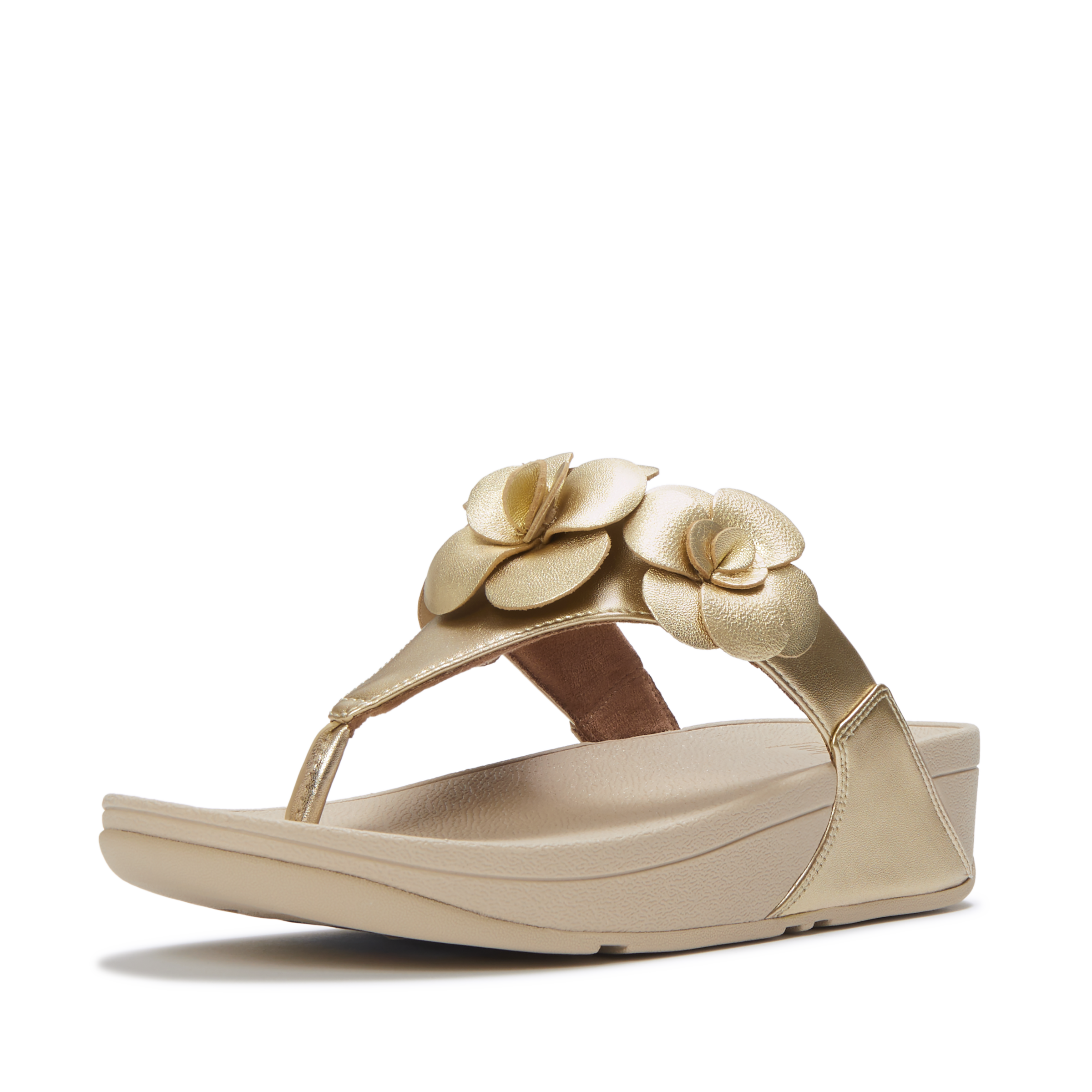 Image of Fitflop Dianette "LULU FLOWER TOE-POST SANDALS" Keilabsatz, Zehentrenner, Sommerschuh mit modischer Blütenverzierung