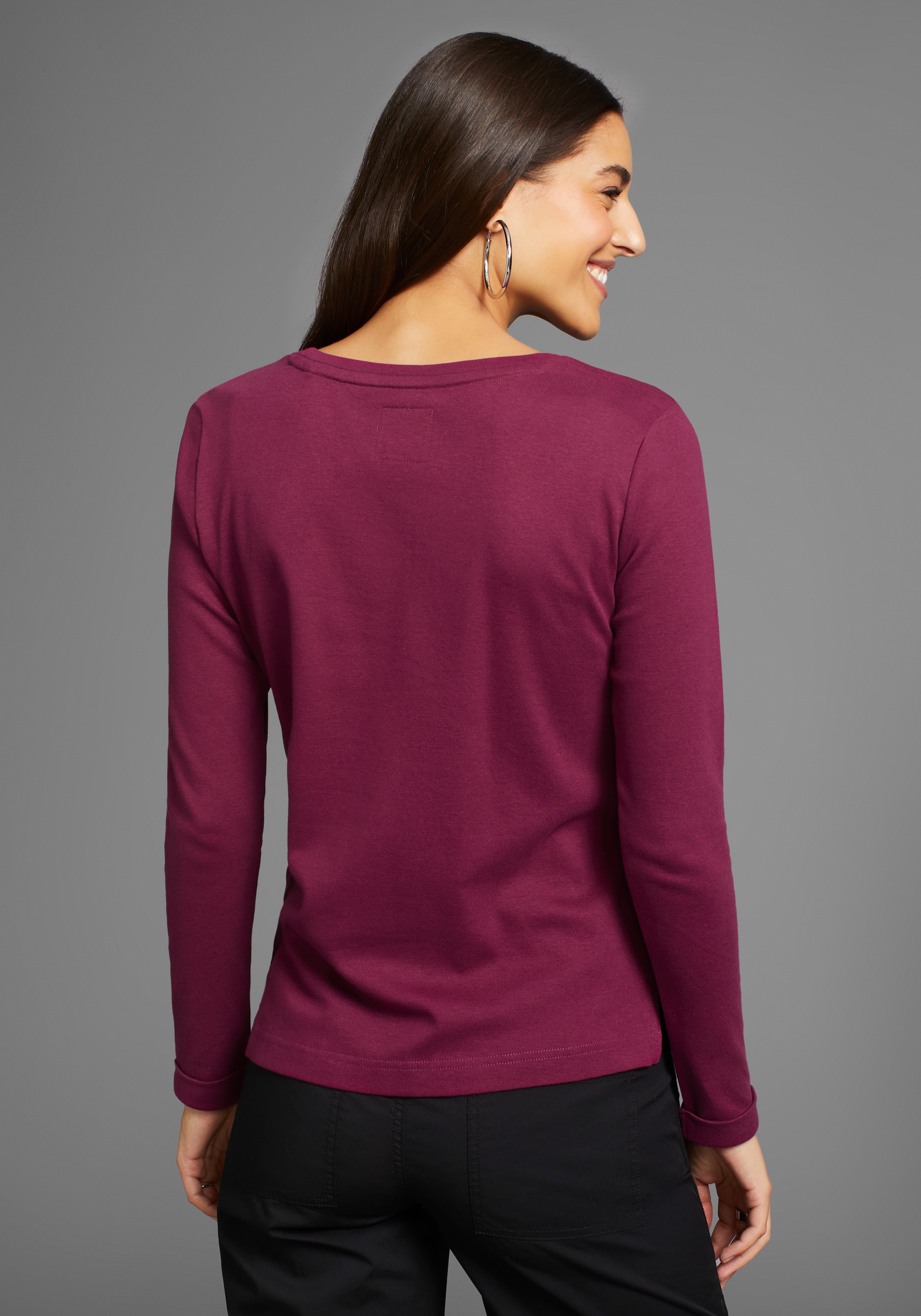 KangaROOS Sweatshirt, Langarm, figurumspielend, unifarben, mit Rundhalsausschnitt