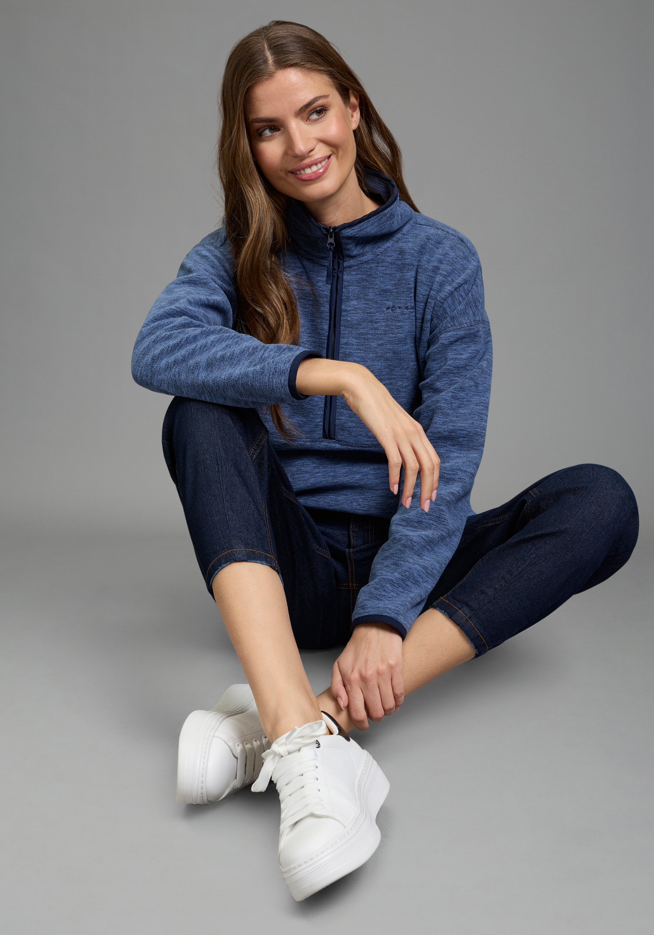 Ocean Sportswear Fleecepullover , mit Logostickerei, mit Reissverschluss, mit Kängurutasche
