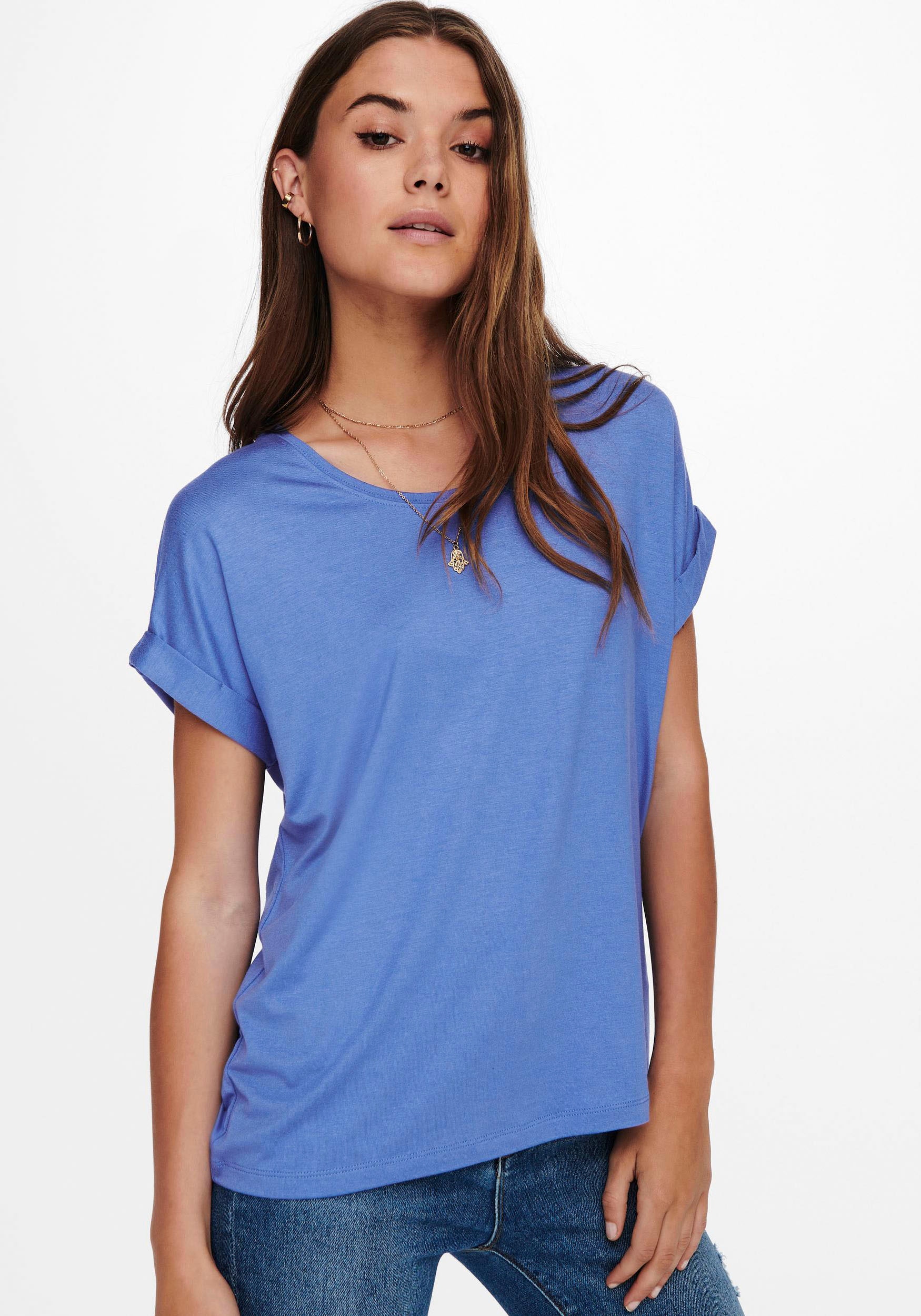 ONLY T-Shirt »ONLMOSTER S/S O-NECK TOP NOOS JRS«, mit Aufschlag am Arm