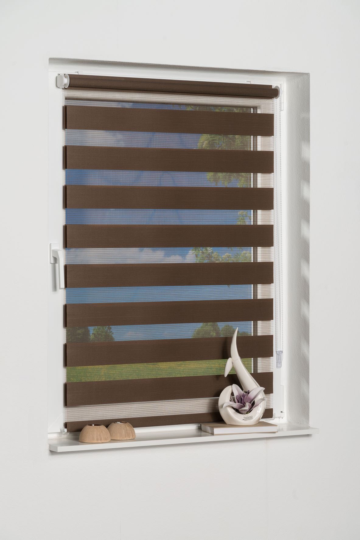 Fenster Rollo Gardine Doppelrollo mit Sonnenschutz Royal Muster  Aluminiumkassette Zebra