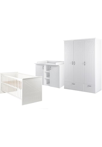 Babyzimmer-Komplettset, (Set, 3 St., Kinderbett, Schrank, Wickelkommode)