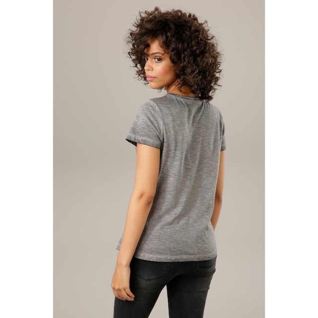 ♕ Aniston CASUAL T-Shirt, mit Glitzersteinchen verzierter Frontdruck  versandkostenfrei auf