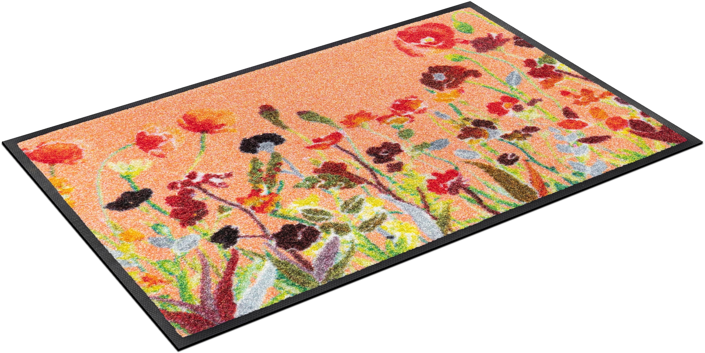 Image of wash+dry by Kleen-Tex Fussmatte "Wildflowers" rechteckig 7 mm Höhe Schmutzfangmatte, Motiv Blumen, rutschhemmend, waschbar