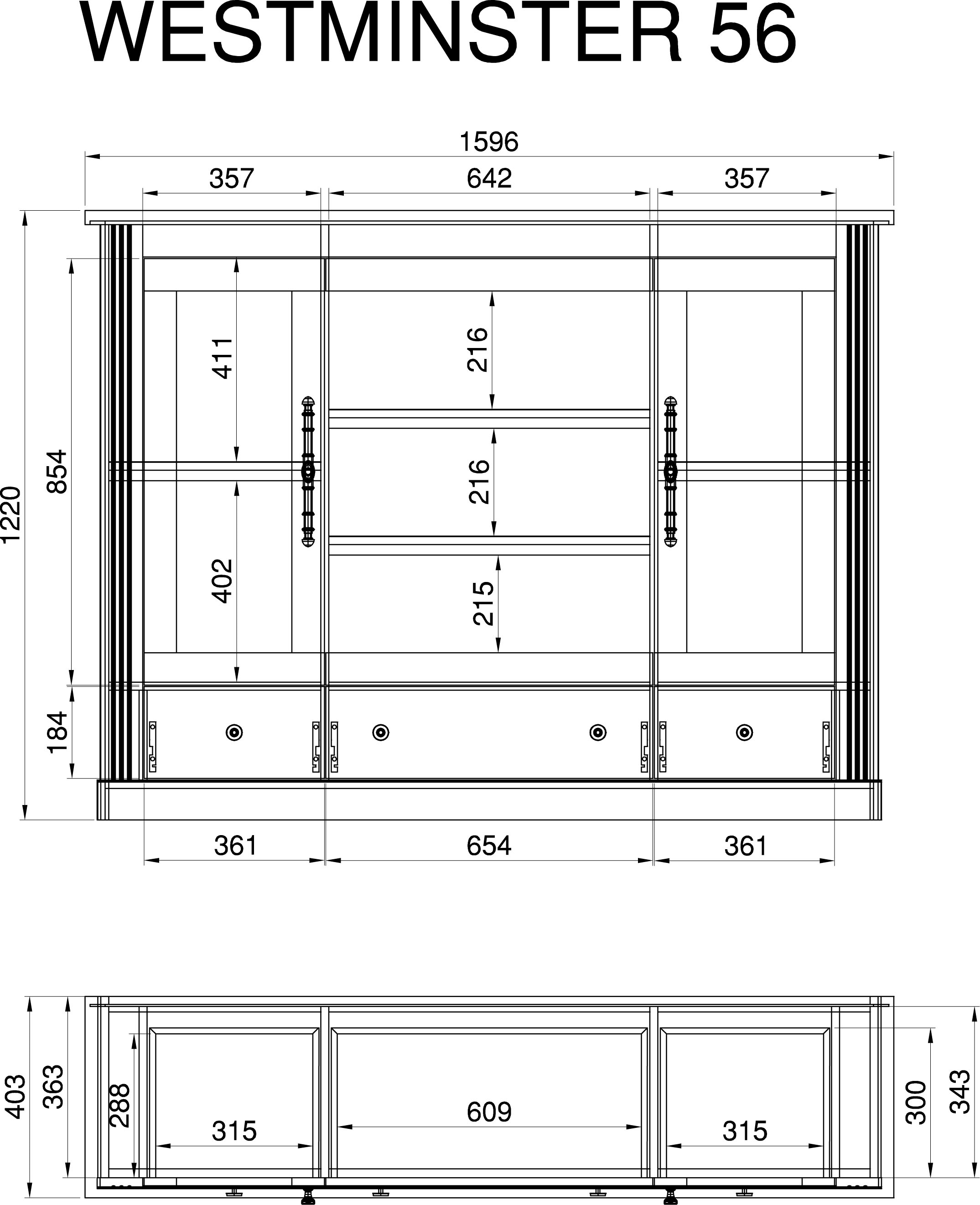 Home affaire Highboard »Westminster«, im angesagten Landhaus-Look