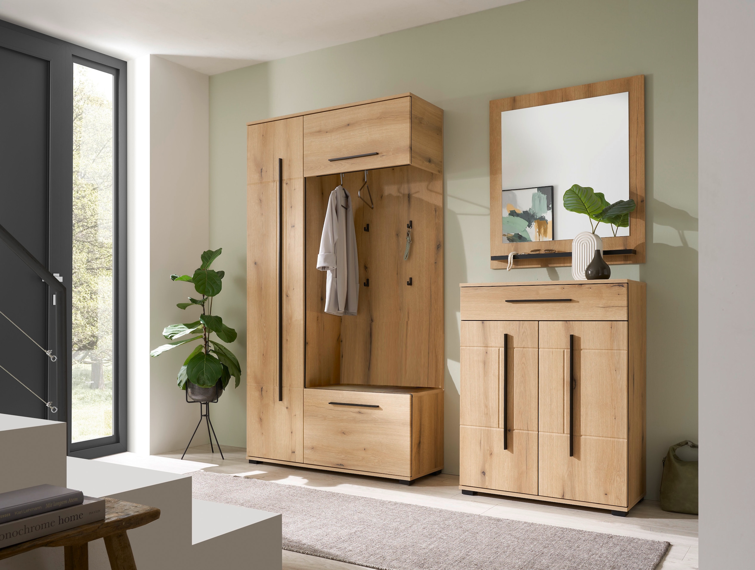 Home affaire Kompaktgarderobe »Cantara Flurgarderobe, modern, 2 Farben, 111 cm breit« vielseitig einsetzbar, unterschiedliche Stauraummöglichkeiten