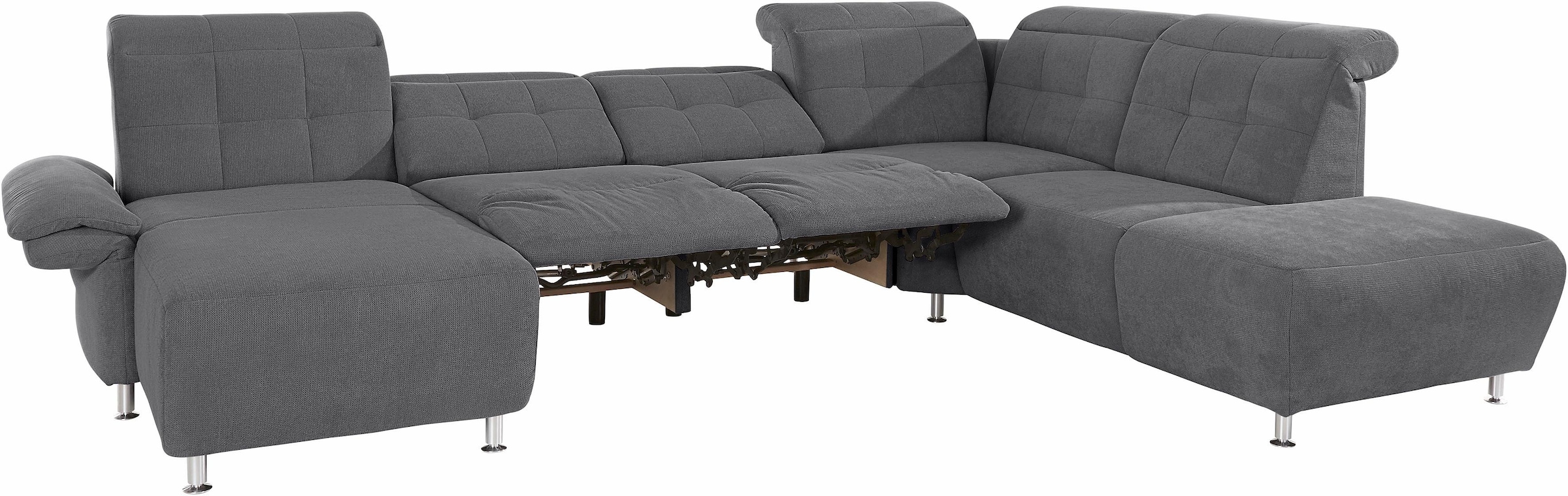 Places of Style Wohnlandschaft »Manhattan U-Form«, 2 Sitze mit elektrischer Relaxfunktion, verstellbare Armlehnen