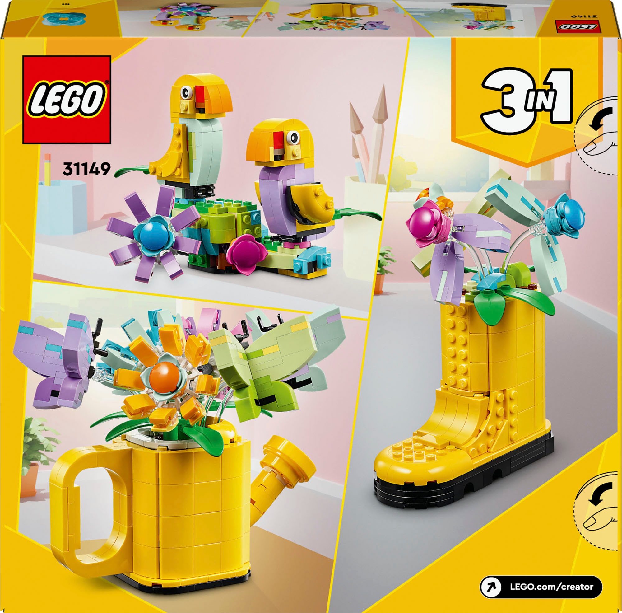 LEGO® Konstruktionsspielsteine »Giesskanne mit Blumen (31149), LEGO Creator 3in1« Made in Europe