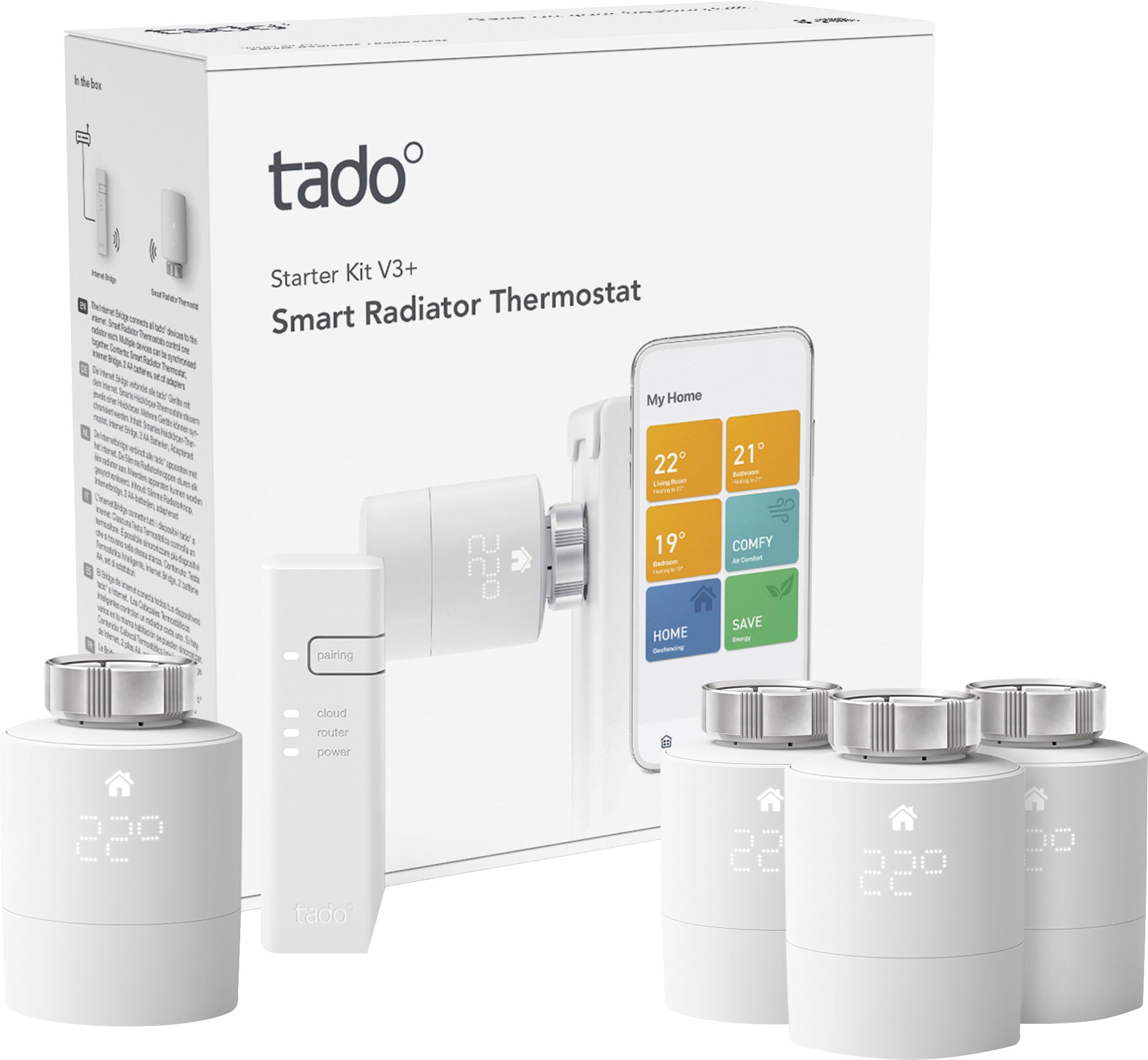 Image of Tado Smart-Home Starter-Set »Starter Kit V3+ mit Bridge und 4 Heizkörperthermostaten« bei Ackermann Versand Schweiz
