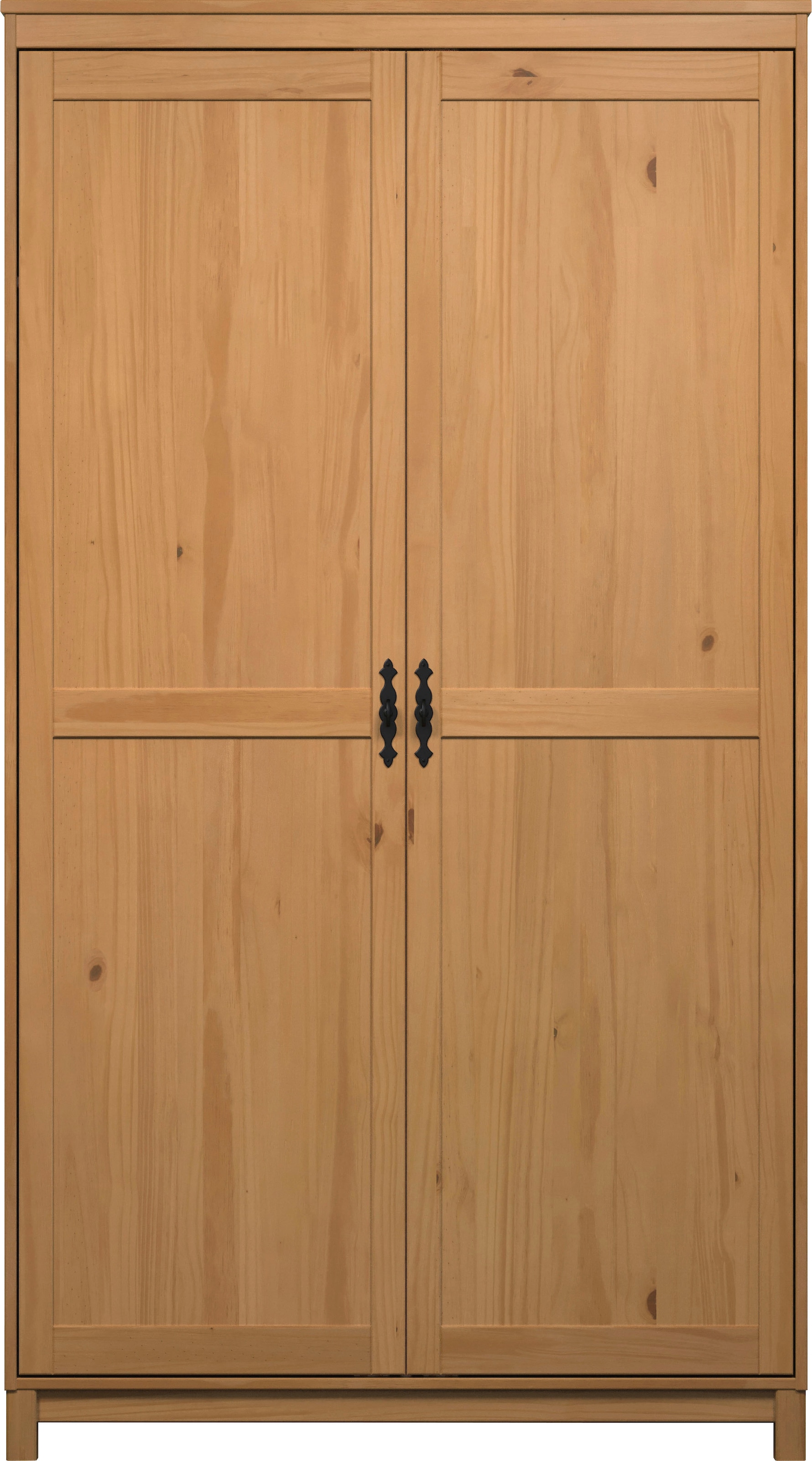 Home affaire Kleiderschrank »Sandnes Kieferschrank Schlafzimmer Schrank TOPSELLER weiss« natürlicher Landhaus-Look  B/T/H = 108x60x194cm, 1 Stk. tlg. Massivholz Schlafzimmerschrank mit besonderen Metallgriffen