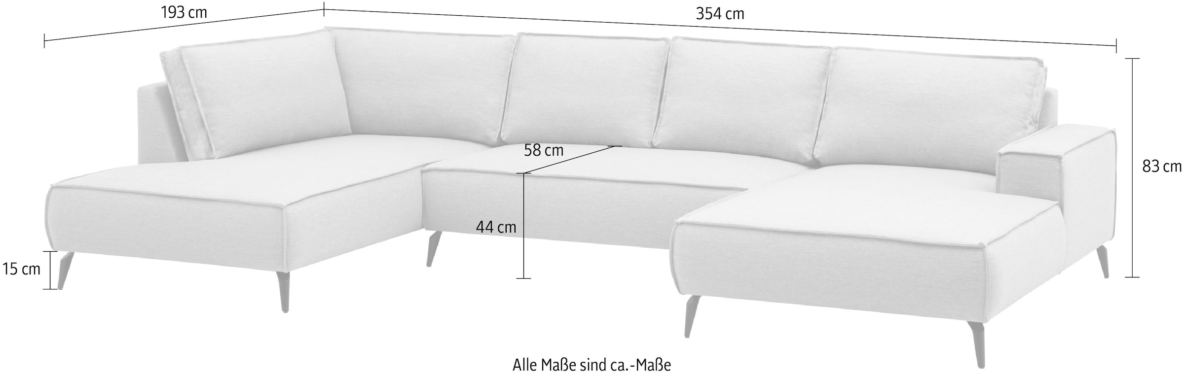 GOODproduct Paysage de salon »TVINNU, moderne U-Form, Couch in Cord oder Webstoff in Leinenoptik« Recamiere rechts/links, schwarze Metallfüsse, bequeme Sitz-/Liegefläche