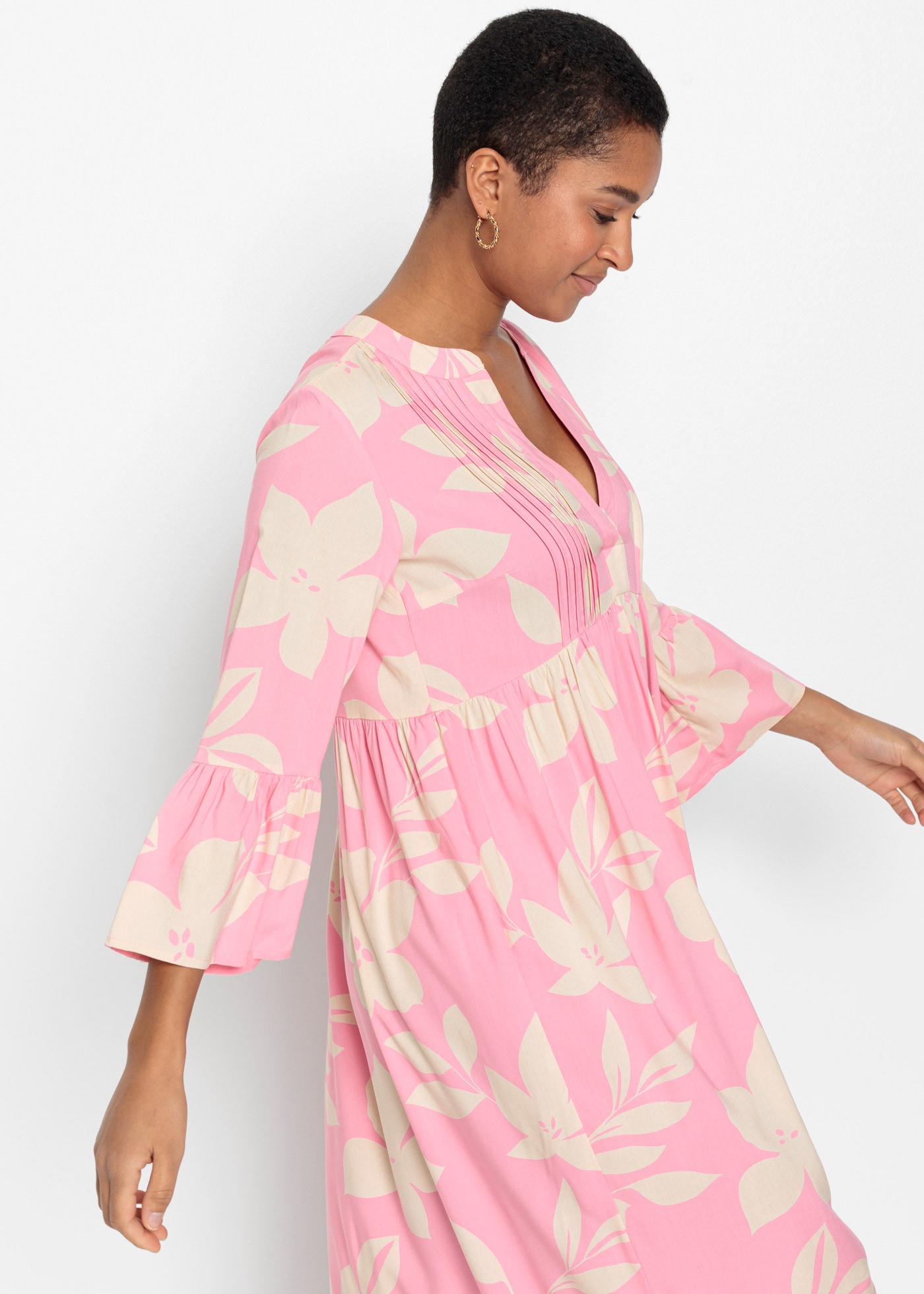 Image of bonprix Maxikleid "Maxikleid aus fliessender Viskose" für modischen Auftritt, aus Viskose, A-Linie, 3/4-Ärmel