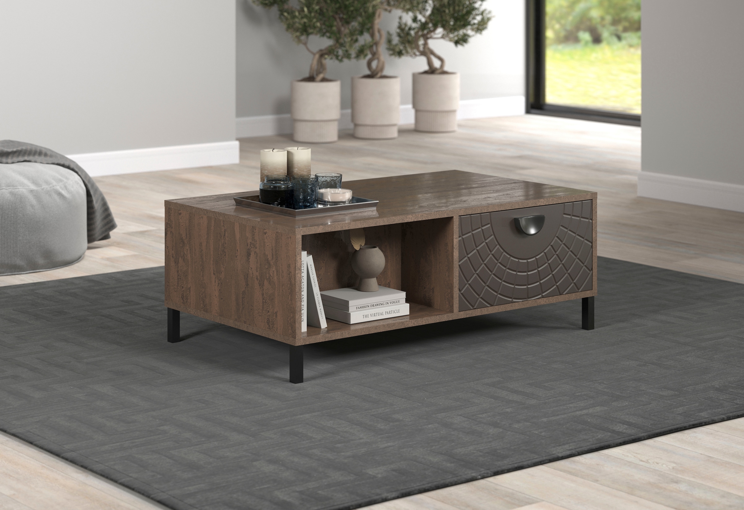 INOSIGN Couchtisch »Fusion« 1 Stk. tlg. Couchtisch mit 2 Schubladen & 2 offenen Fächern - (B/T/H) 110/60/37 cm