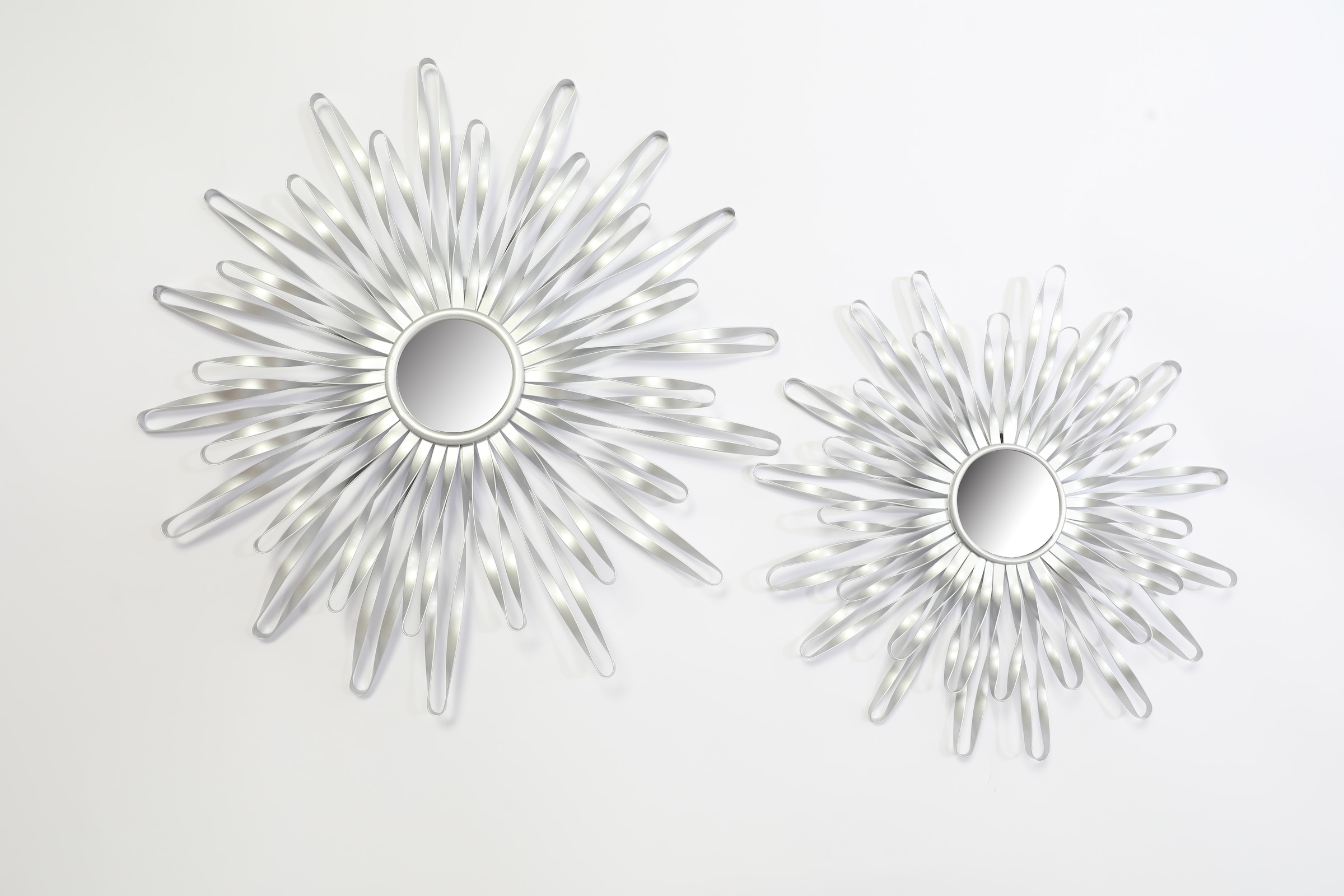 GOODproduct Objet de décoration murale »Sonne, im 2er Set: 35 und 46cm« décoration murale en métal avec petit miroir au centre