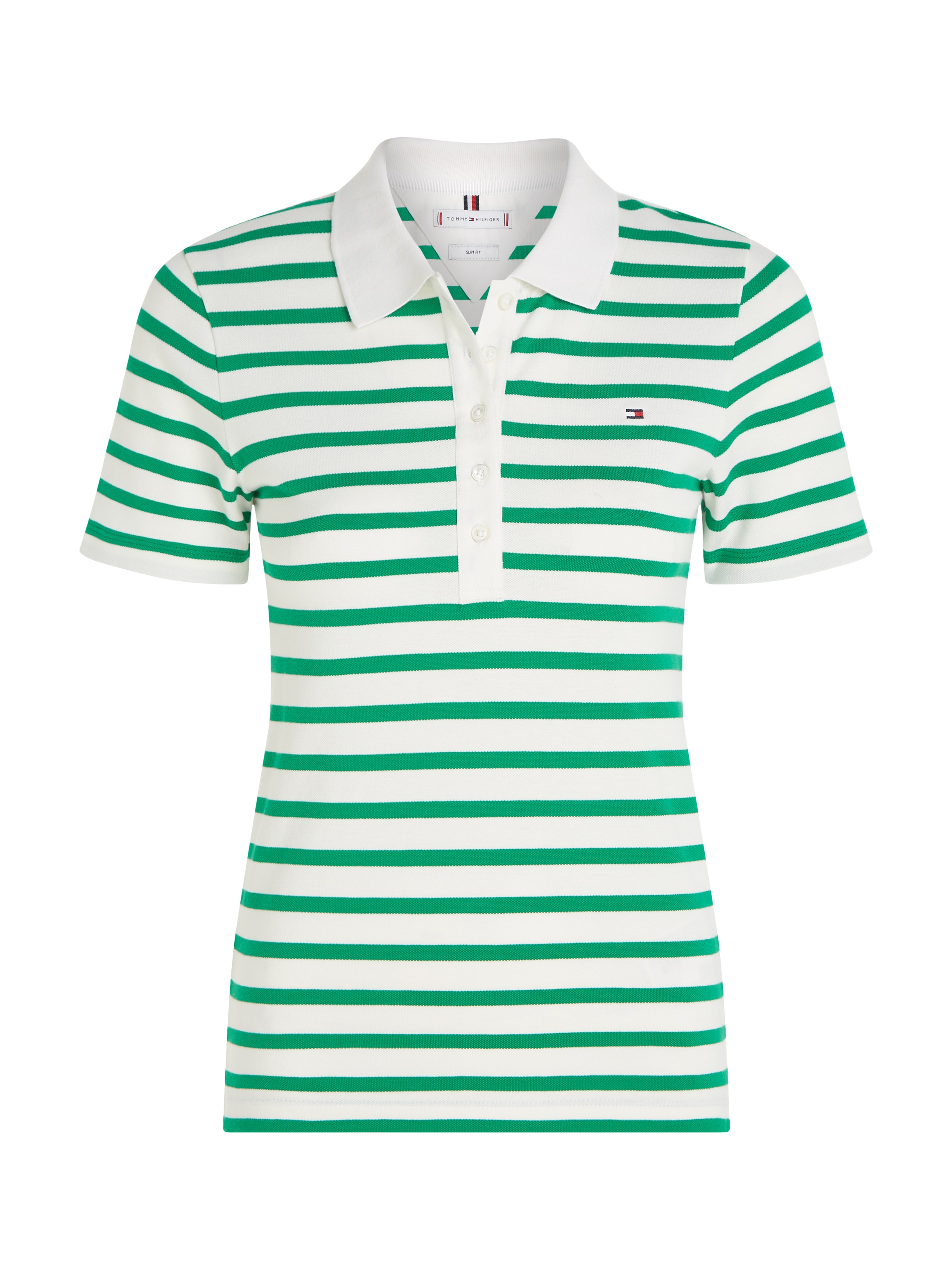 Tommy Hilfiger Poloshirt »1985 SLIM PIQUE STRIPE POLO SS«, mit dezenter Tommy Hilfiger Logostickerei