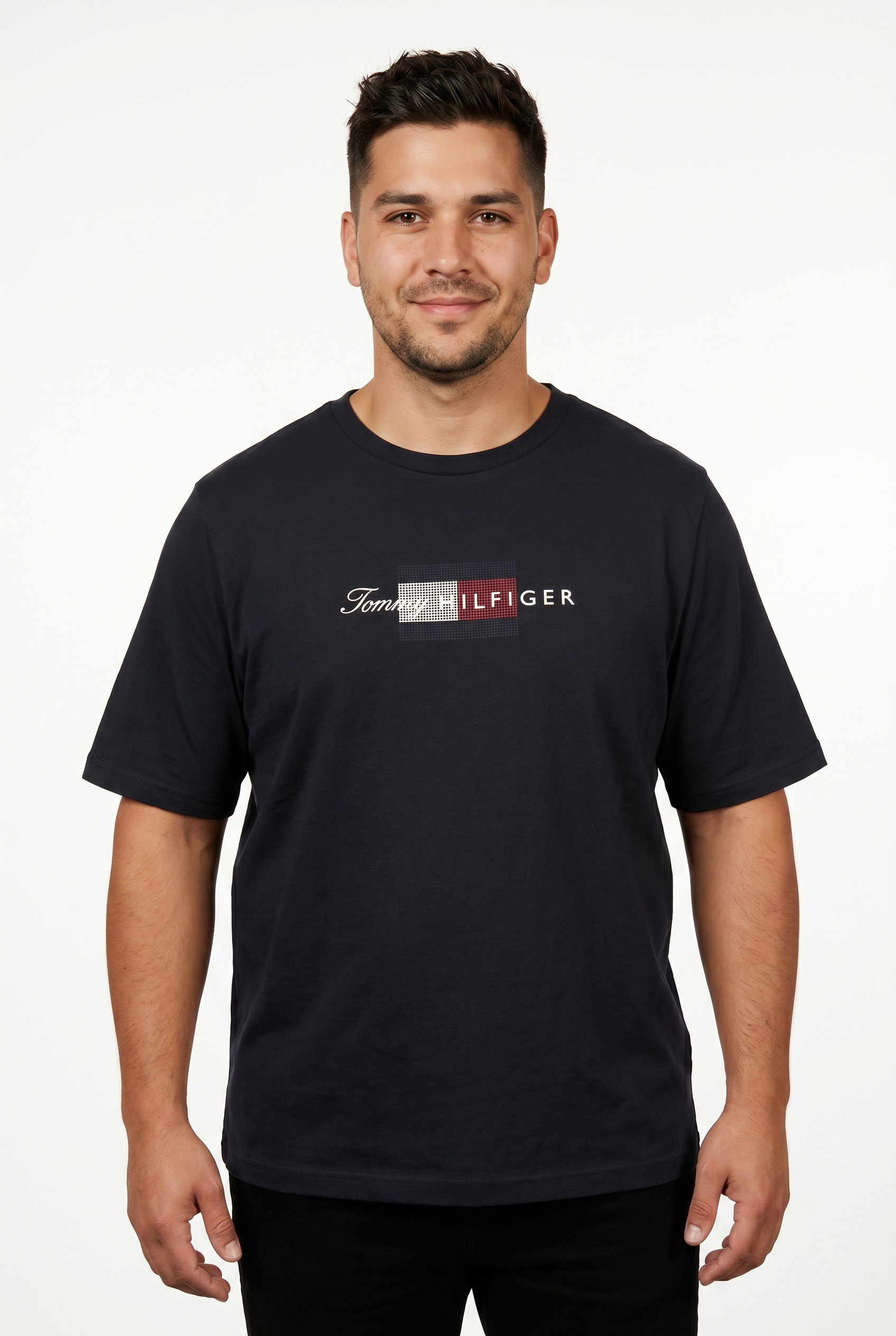 Image of Tommy Hilfiger Big & Tall T-Shirt aus Jersey mit Flag-Grafik, Grosse Grössen