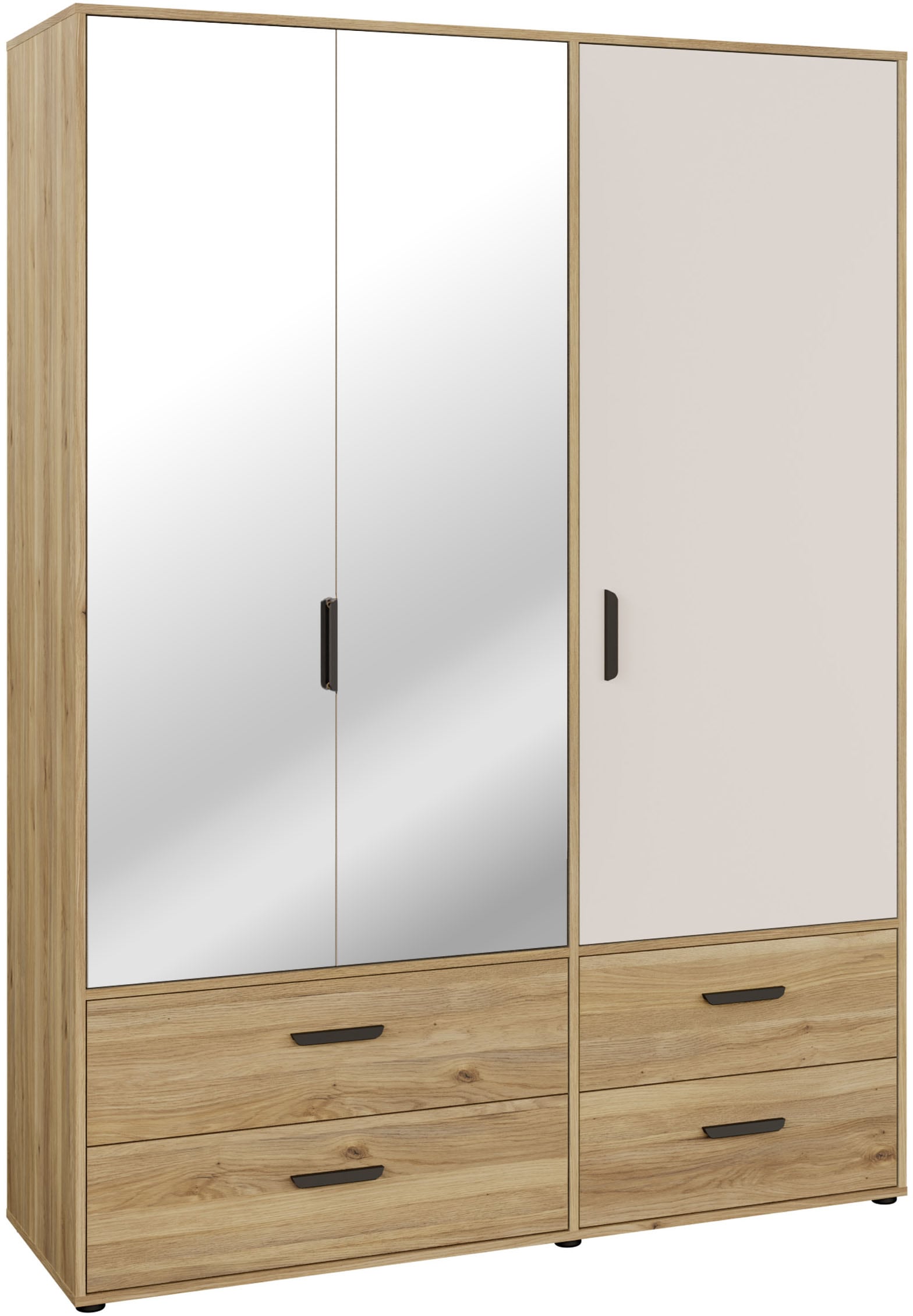 Image of FORTE Drehtürenschrank "Schrank mit Spiegel, zeitloses Design, 3türig" viel Stauraum, Schubladen, Spiegeltürenm Höhe 200 cm