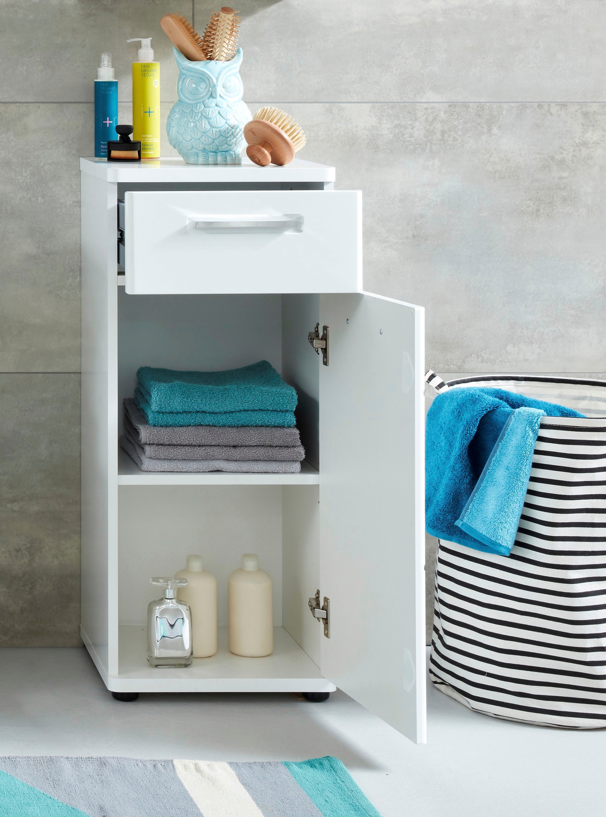 welltime Unterschrank »Mora«, Standschrank mit 1 Tür & 1 Schublade - (B/T/H) 37/34/87 cm