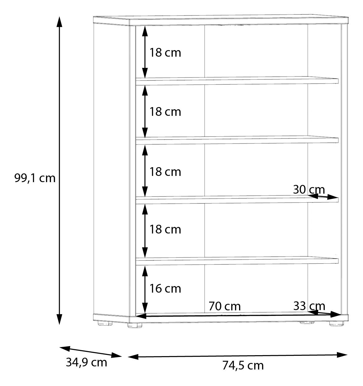 FORTE Armoire à chaussures »Alice Springs, Schuhschrank, Platz für 15 Paar Schuhe, 2 Türen« L/H/P 74,5/99,1/34,9 cm,  Armoire de rangement, armoire polyvalente, façade sans poignée, push to open