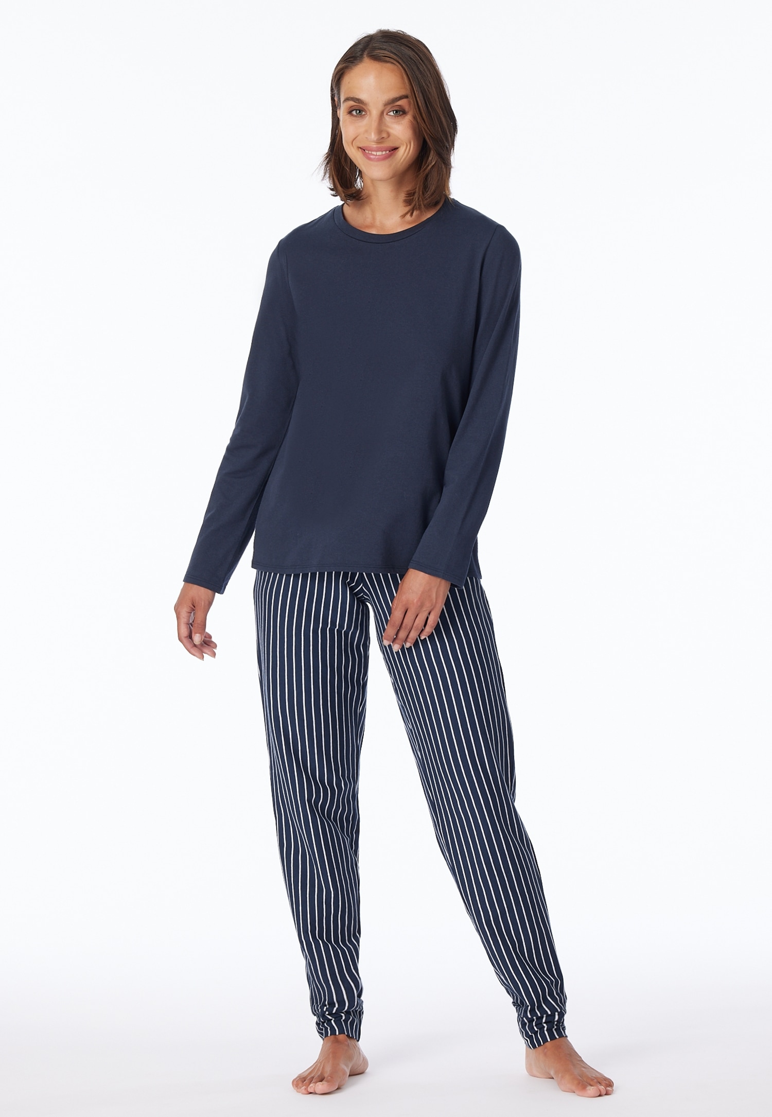 uncover by SCHIESSER Schlafanzug »UNCOVER Nightwear«, (2 tlg.), mit Rundhalsausschnitt, Langarm, Single Jersey-Qualität
