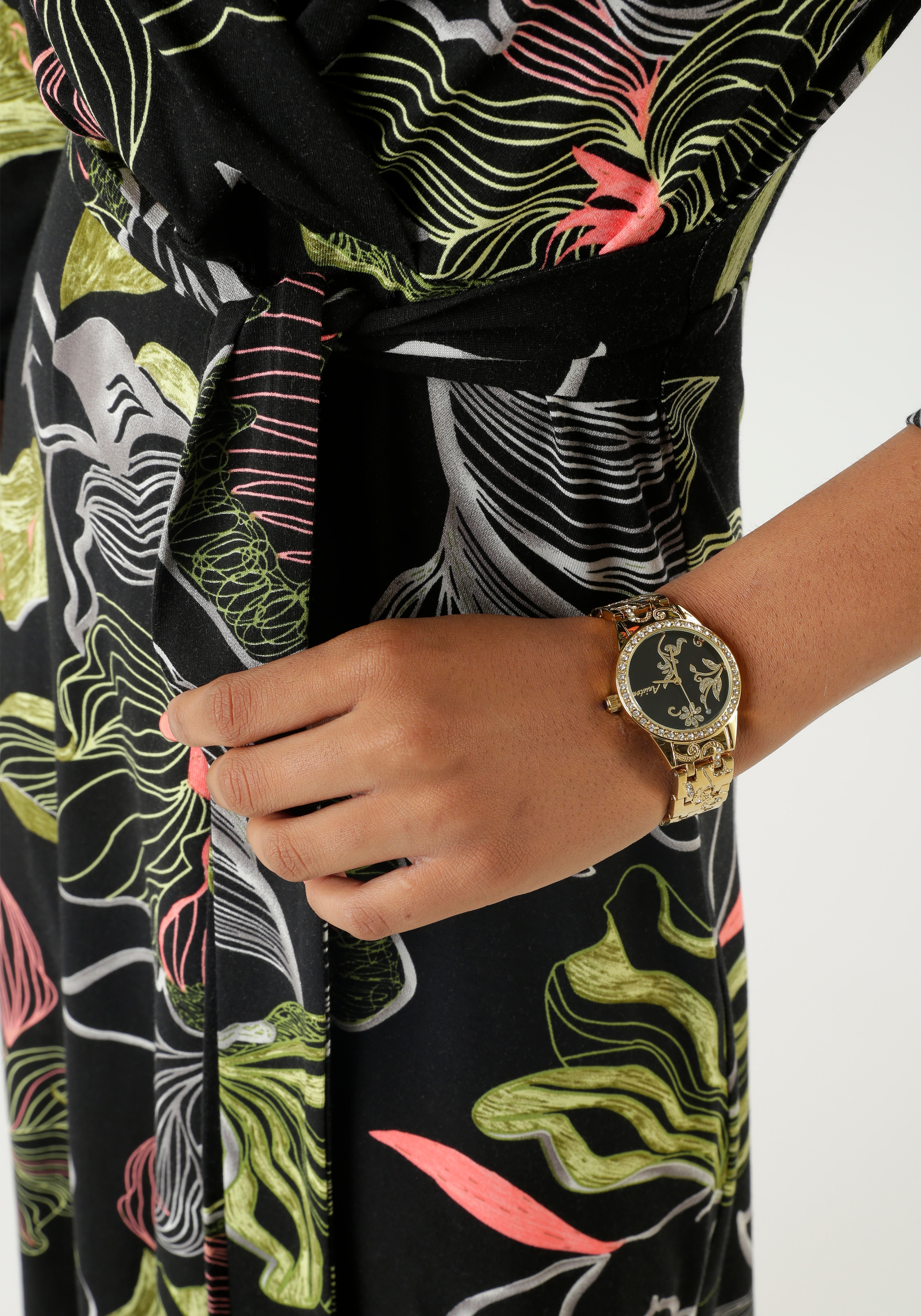 Aniston SELECTED Jerseykleid, mit V-Ausschnitt in Wickeloptik und Bindedetail