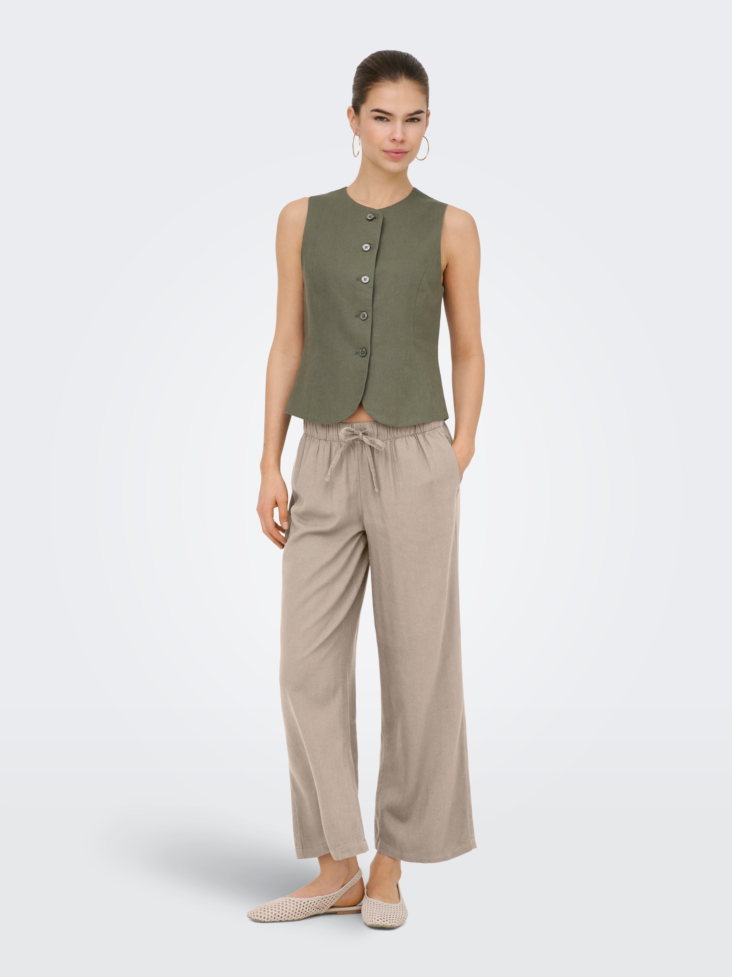 ONLY Jupe-culotte »ONLGOA MW LIN BL PULL-UP CULOTTE CC PNT«  mit Leinen